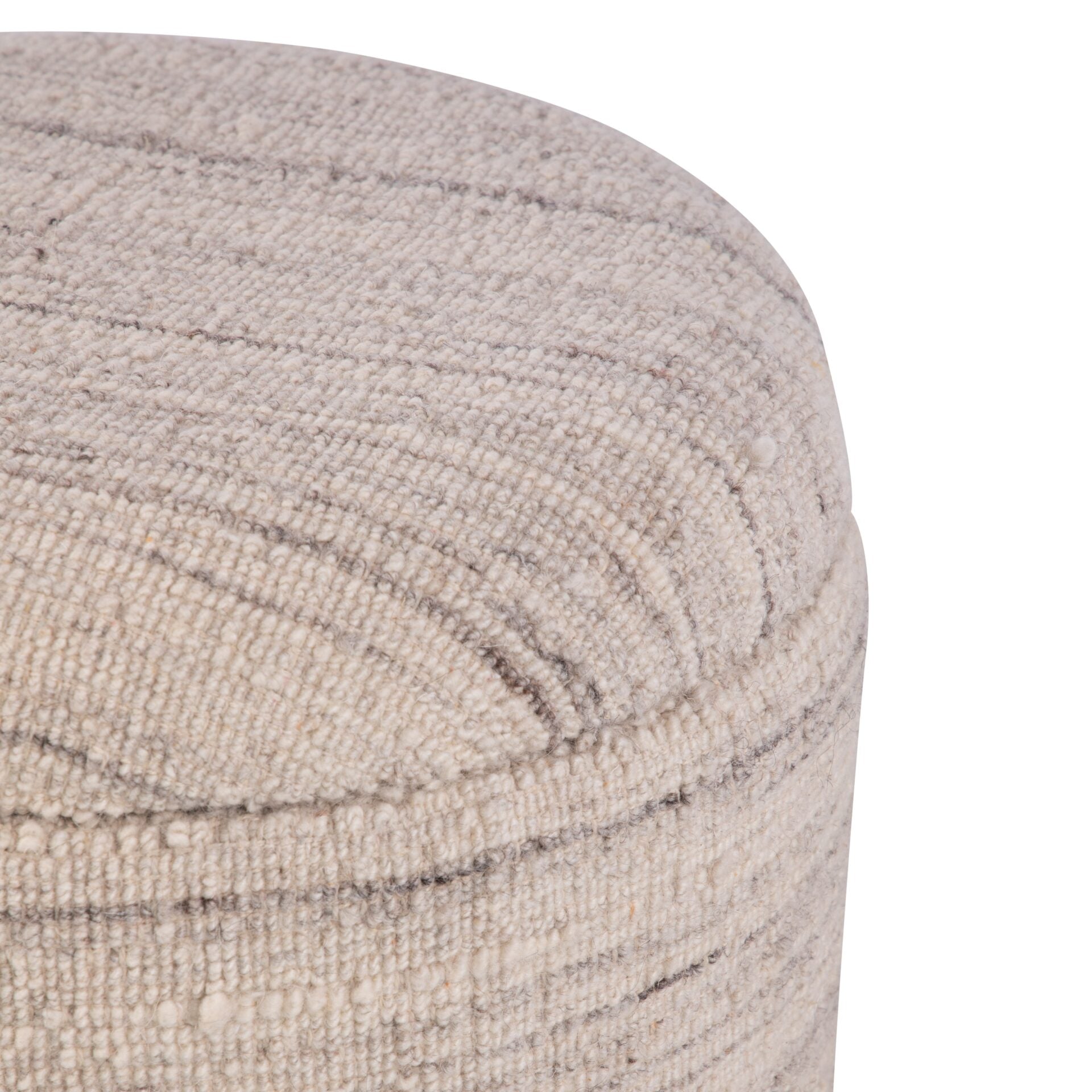 Natural Grey Solid Handwoven Storage Ottoman with Matte Black Metal Base