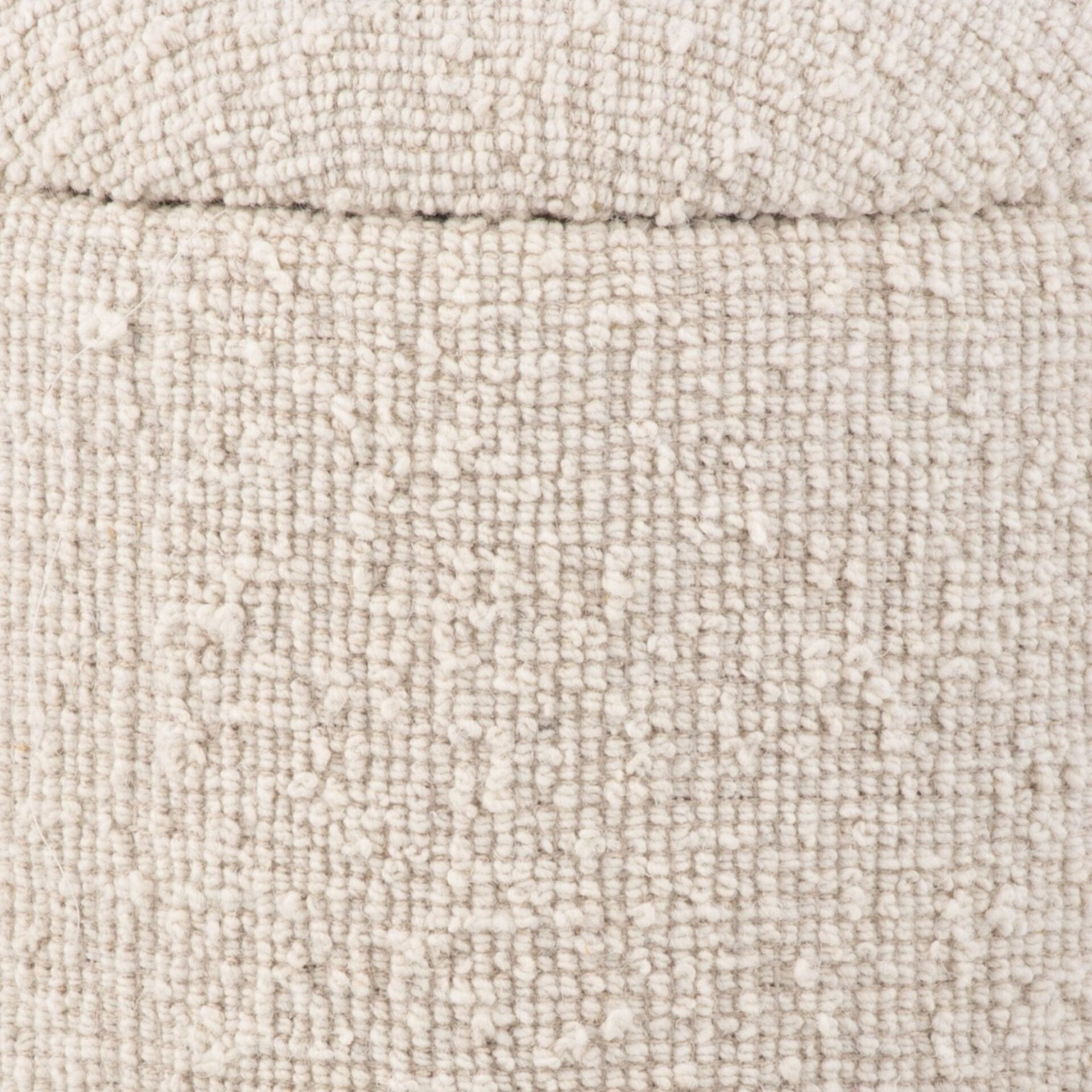Ecru Solid Handwoven Storage Ottoman with Rounded Wooden Base
