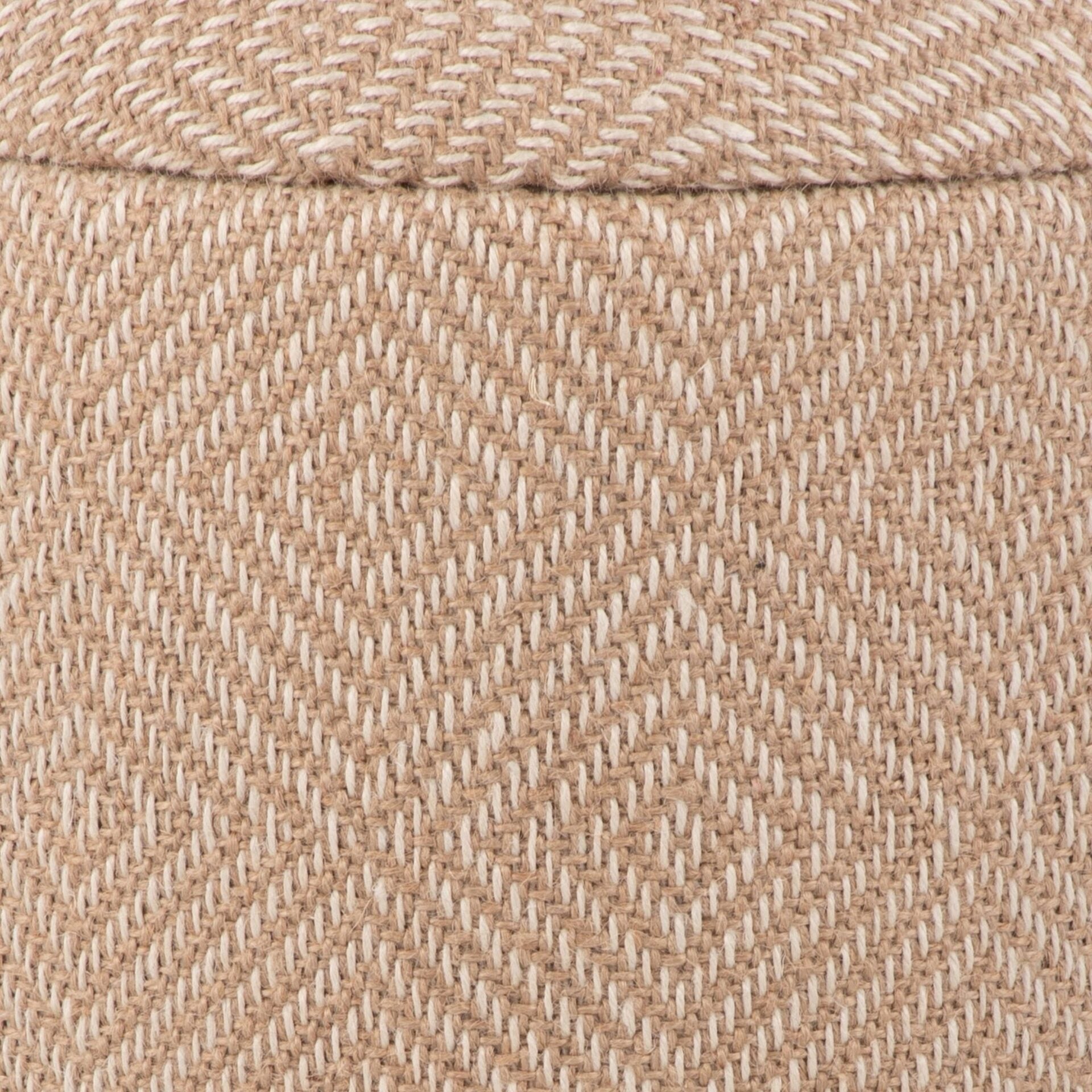 Natural Jute Diamond Handwoven Storage Ottoman with Rounded Wooden Base