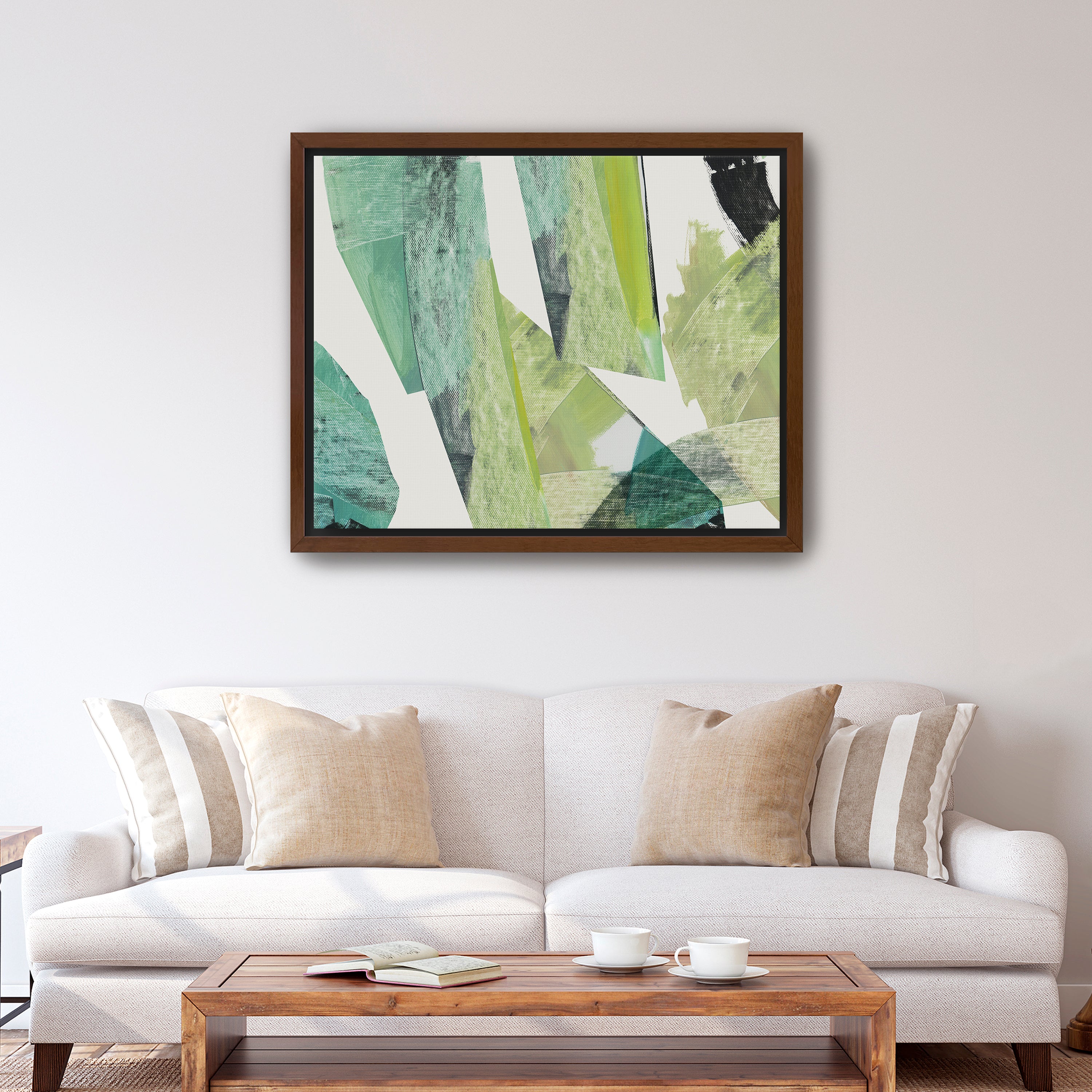 Emerald Geometric Harmony Canvas Giclee