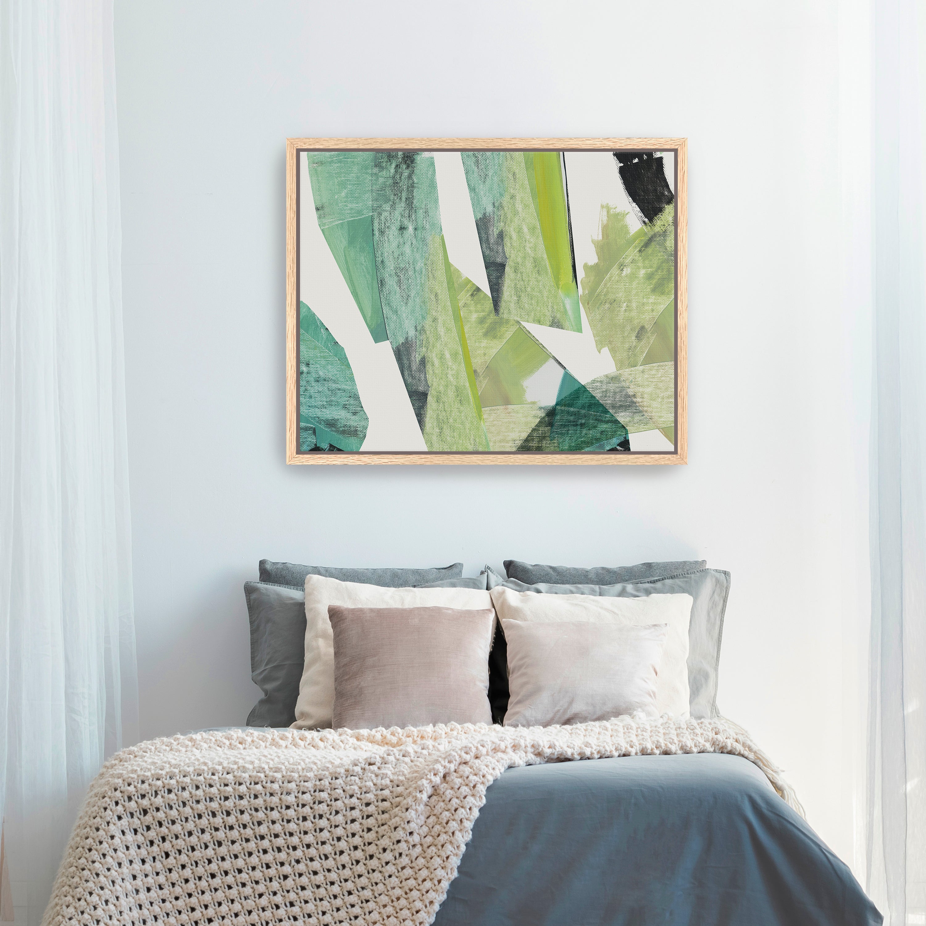 Emerald Geometric Harmony Canvas Giclee