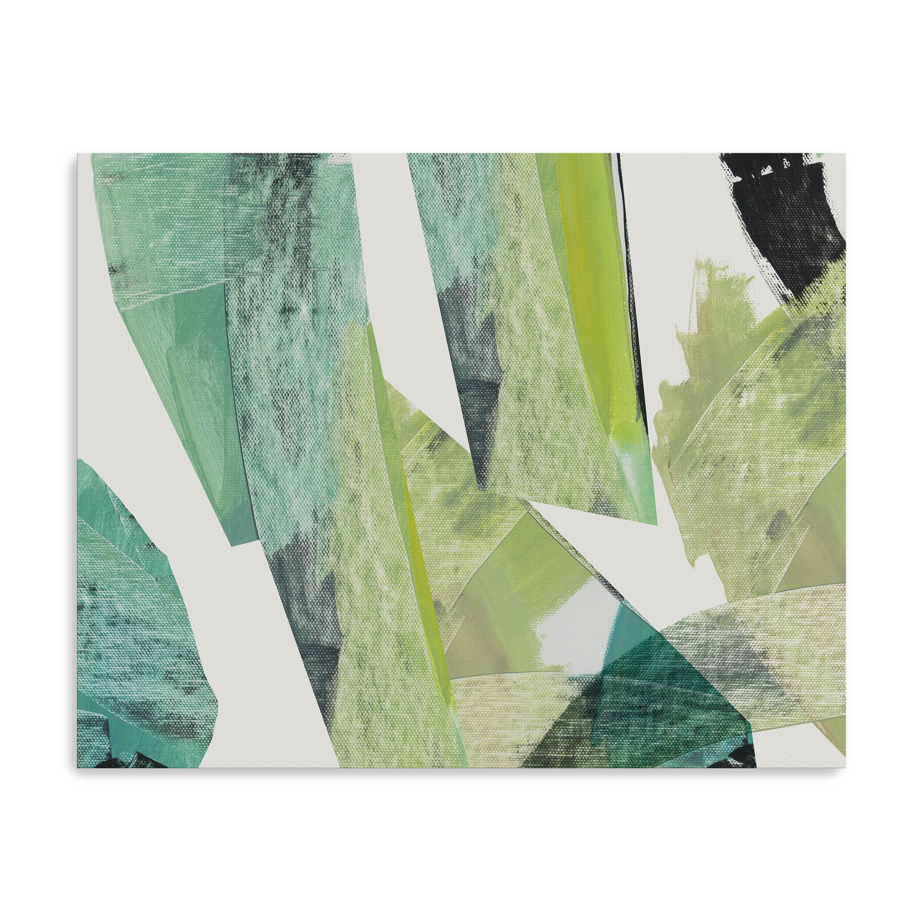 Emerald Geometric Harmony Canvas Giclee