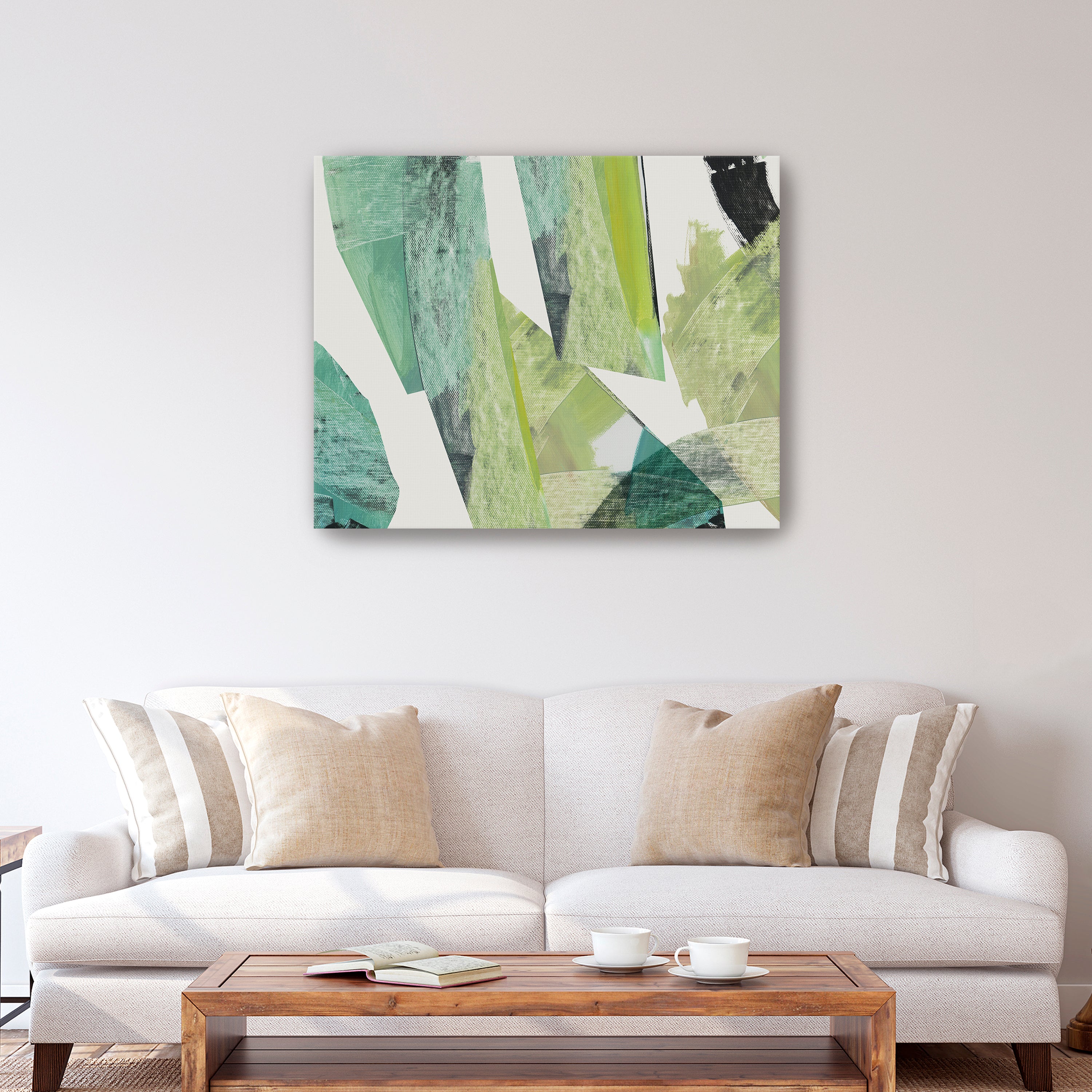 Emerald Geometric Harmony Canvas Giclee