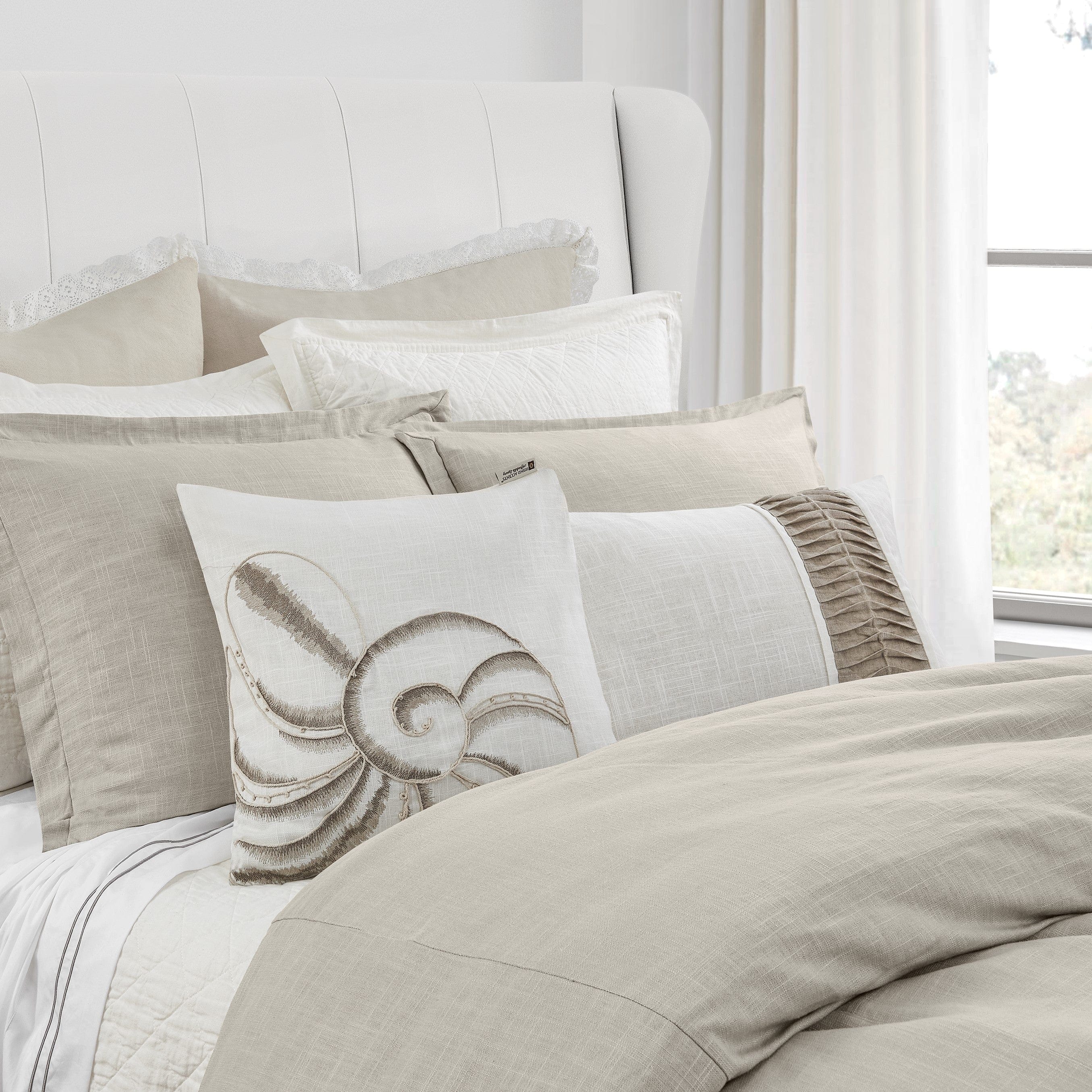 Hera Washed Linen Flange Duvet Cover Set