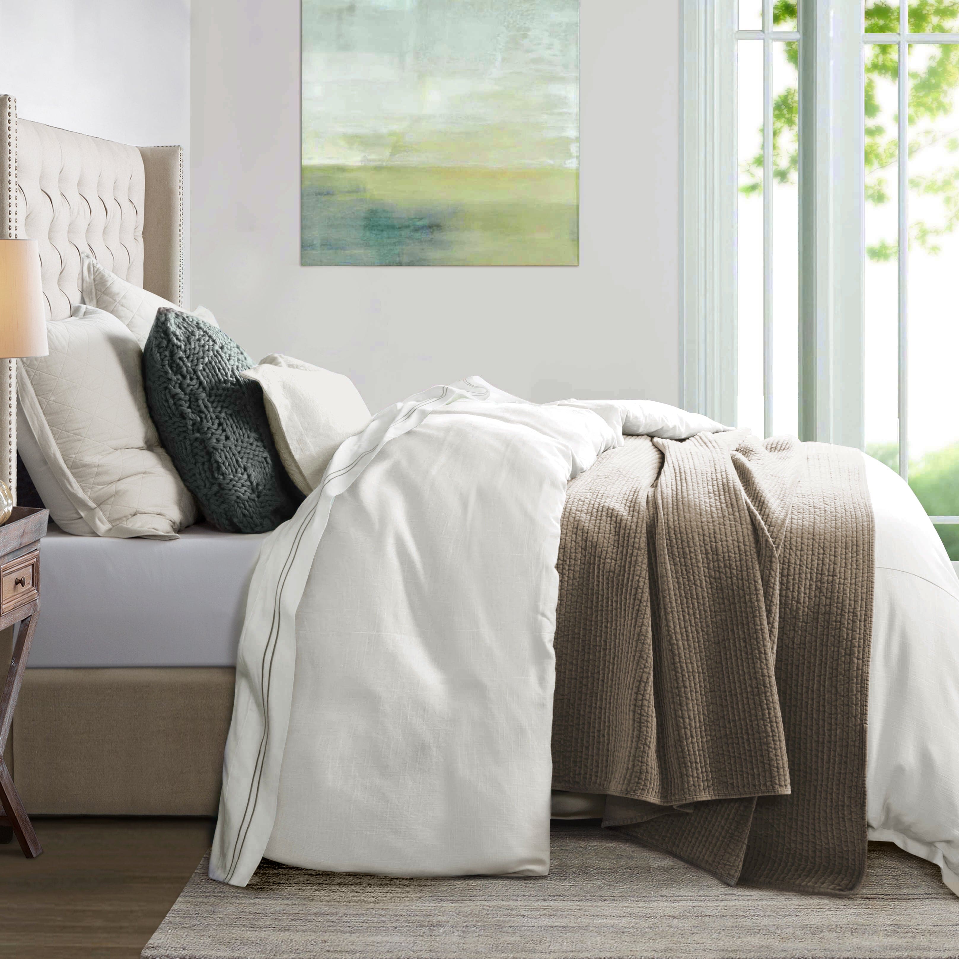 Hera Washed Linen Flange Duvet Cover Set