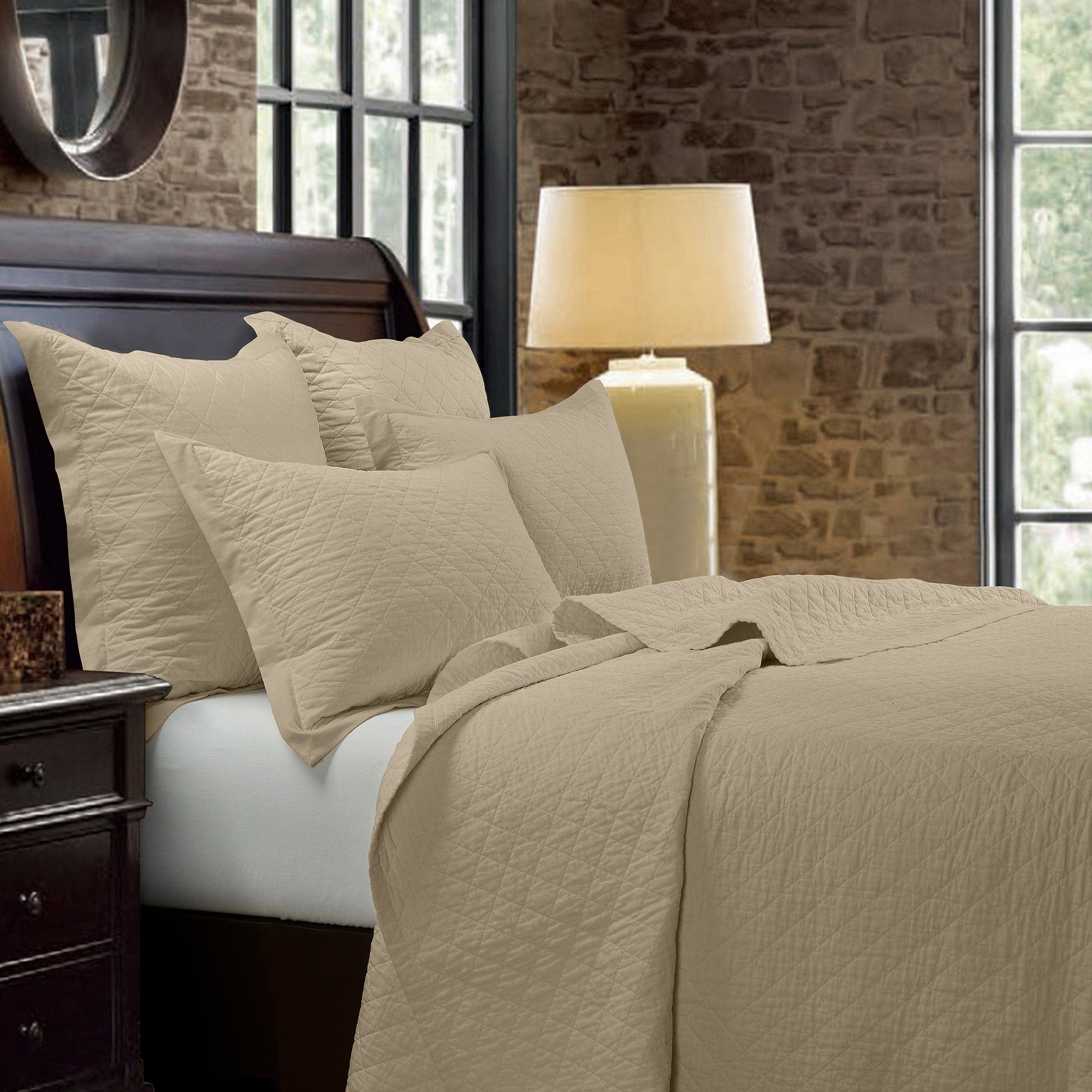 Linen Cotton Diamond Quilt Set