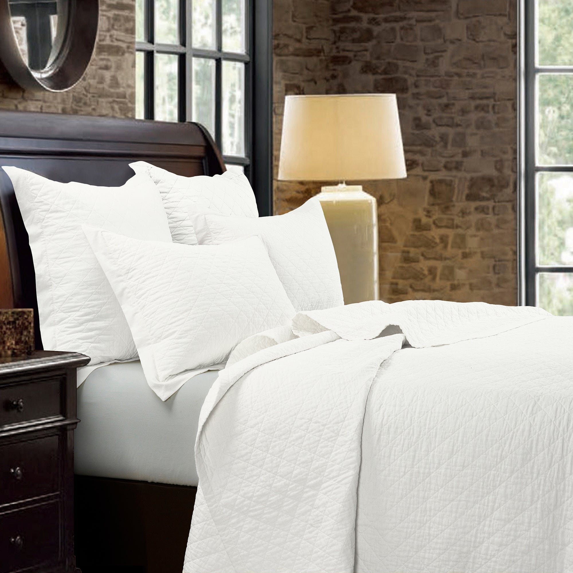 Linen Cotton Diamond Quilt Set