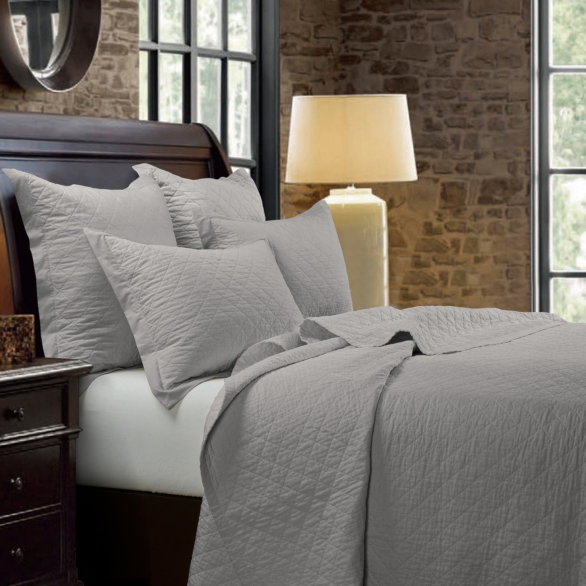 Linen Cotton Diamond Quilt Set