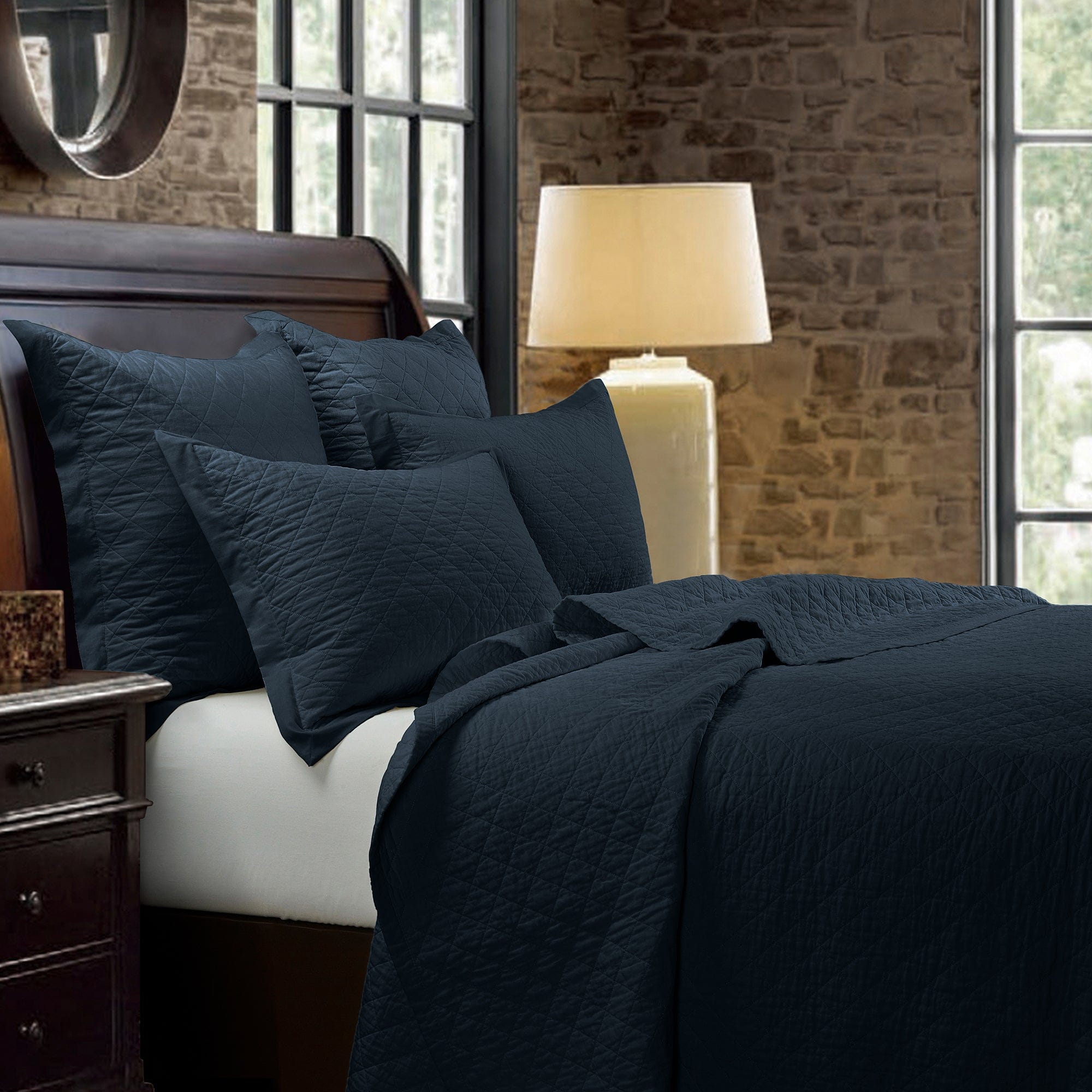 Linen Cotton Diamond Quilt Set