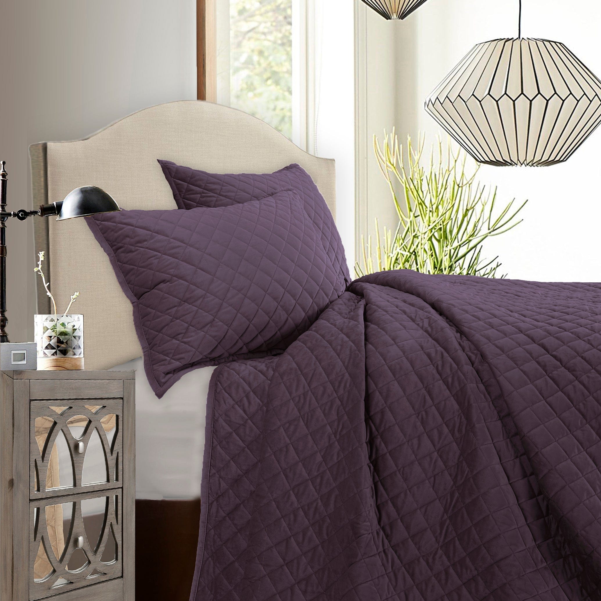 Velvet Diamond Quilt Set