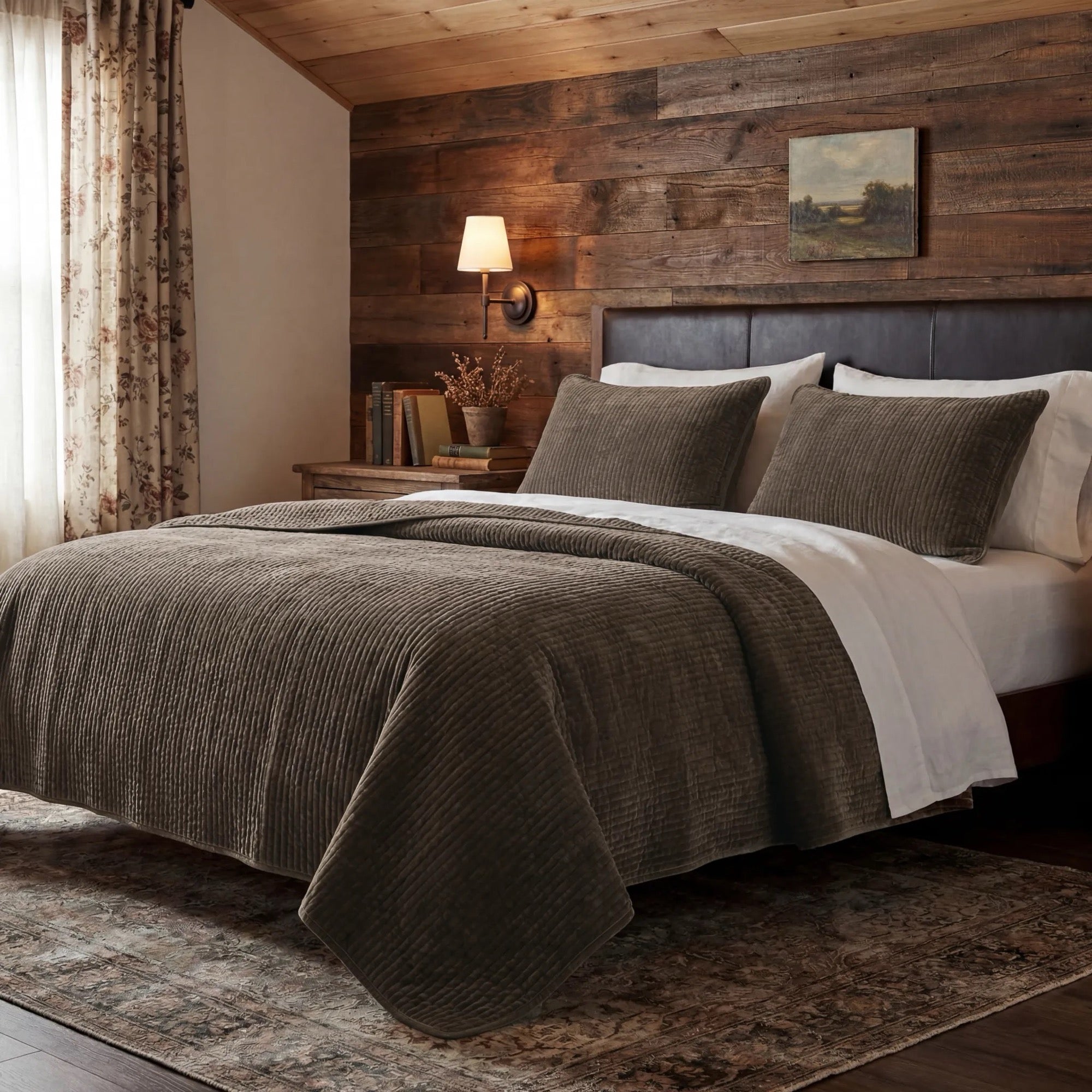 Stonewashed Cotton Velvet Quilt Set
