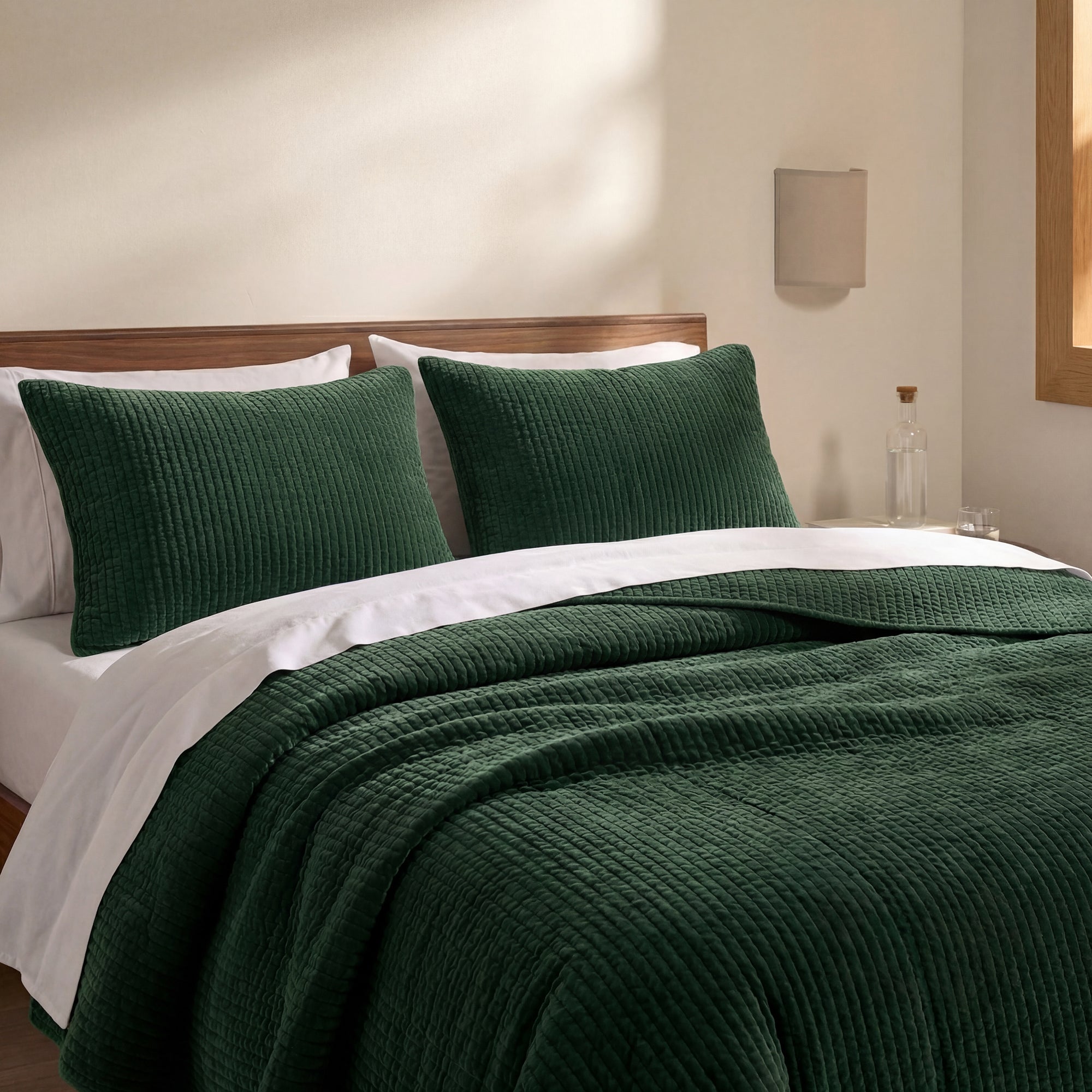 Stonewashed Cotton Velvet Quilt Set