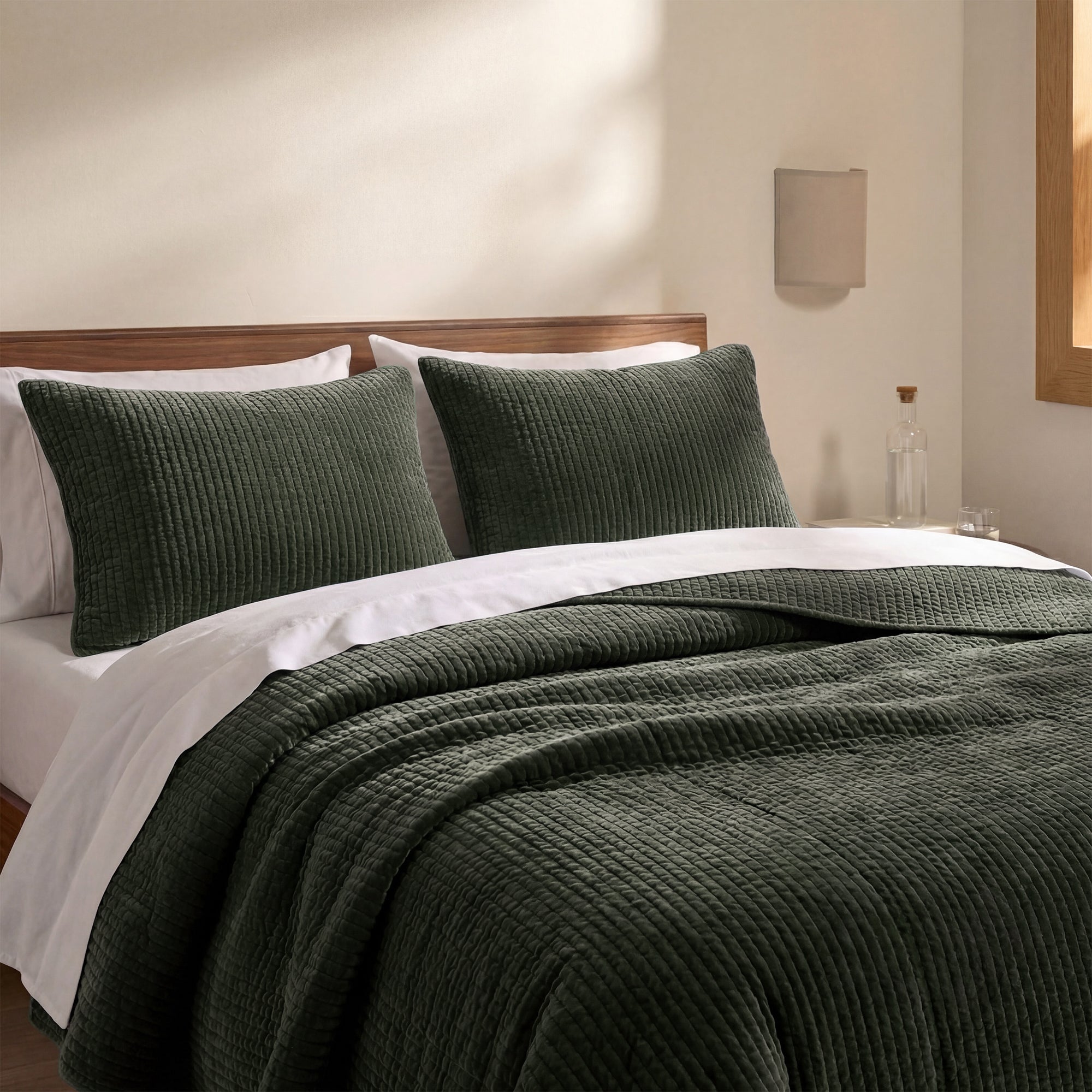 Stonewashed Cotton Velvet Quilt Set