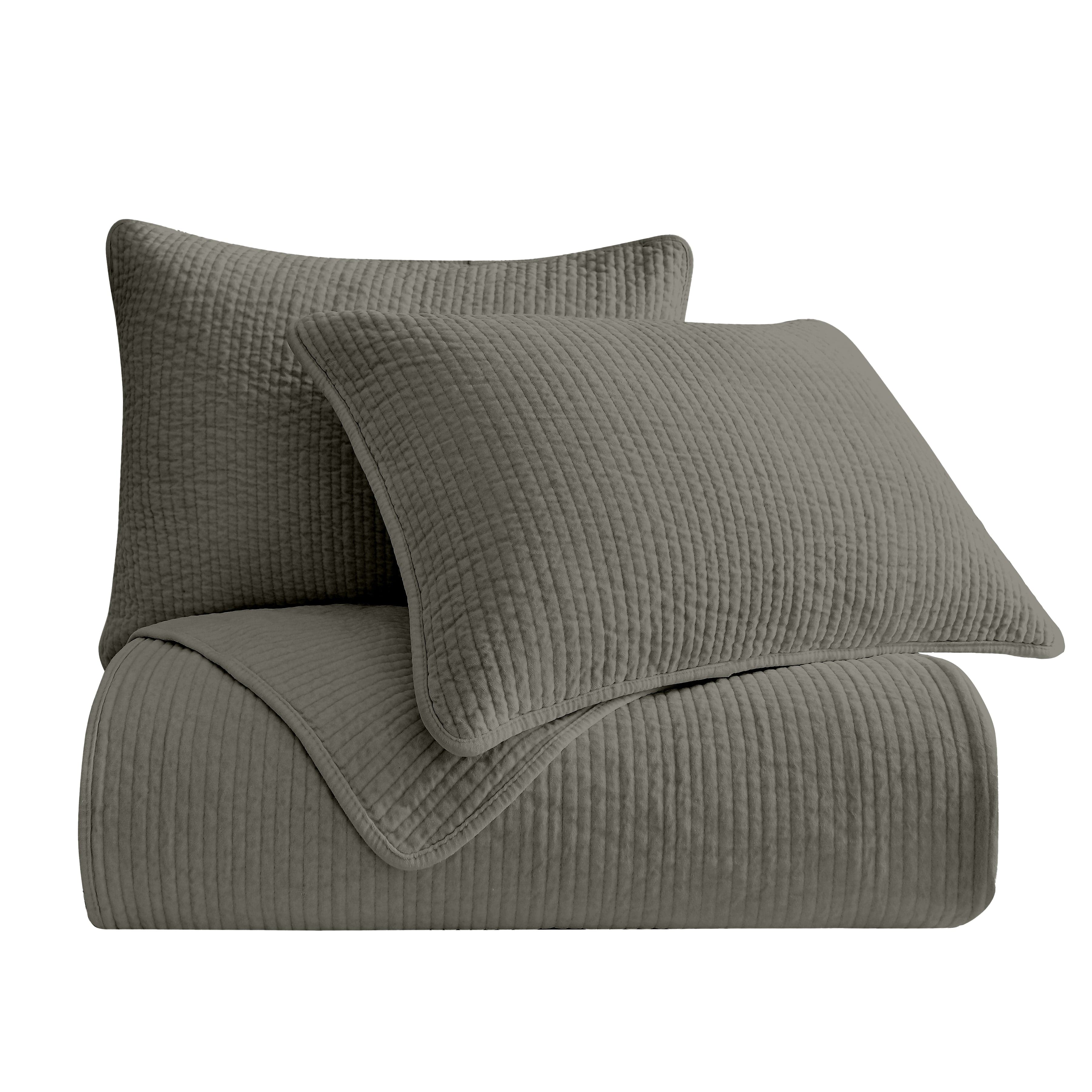 Stonewashed Cotton Velvet Quilt Set