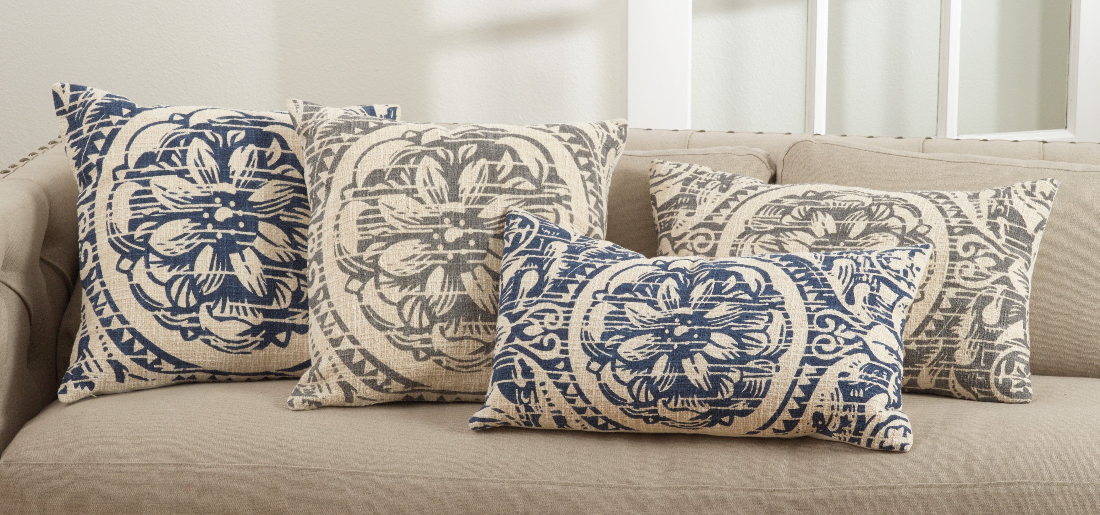 Floral Distressed Design Down Filled Throw Pillow