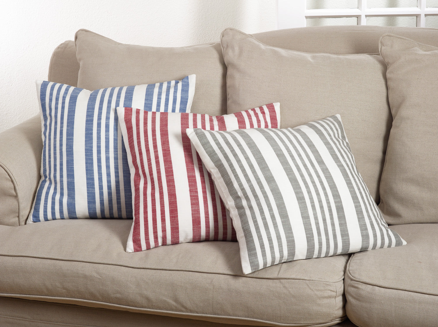 Nautical Striped Down Filled Throw Pillow