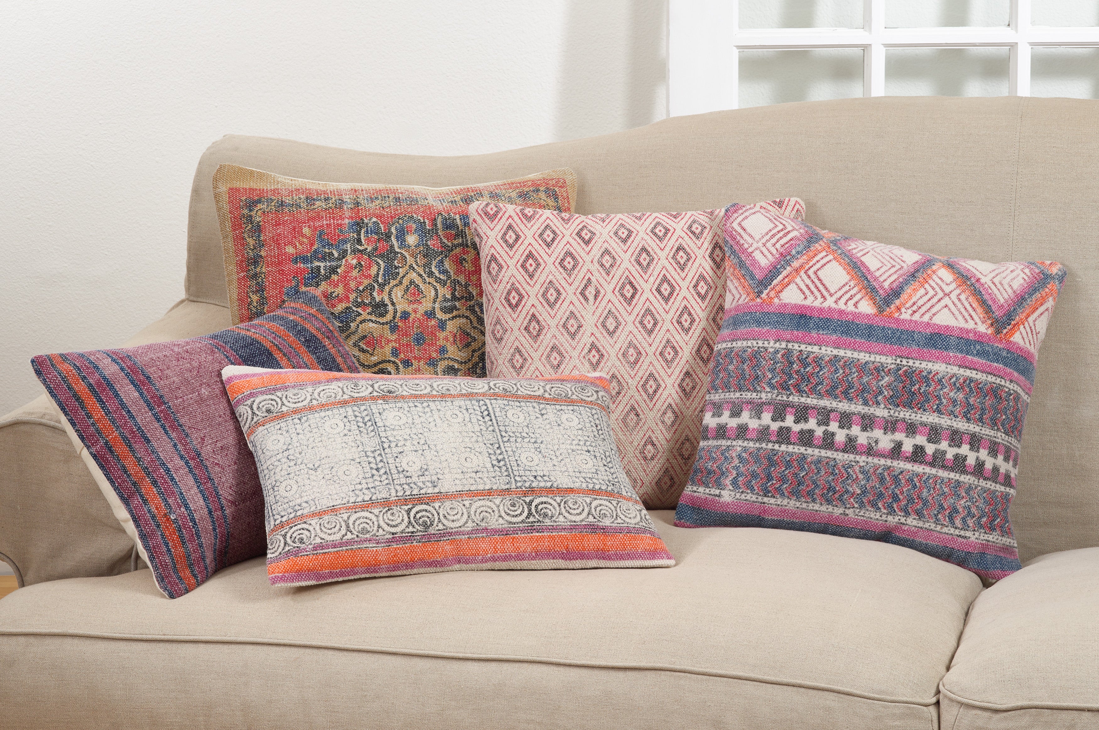 Boho Stripes Oblong Down Filled Throw Pillow