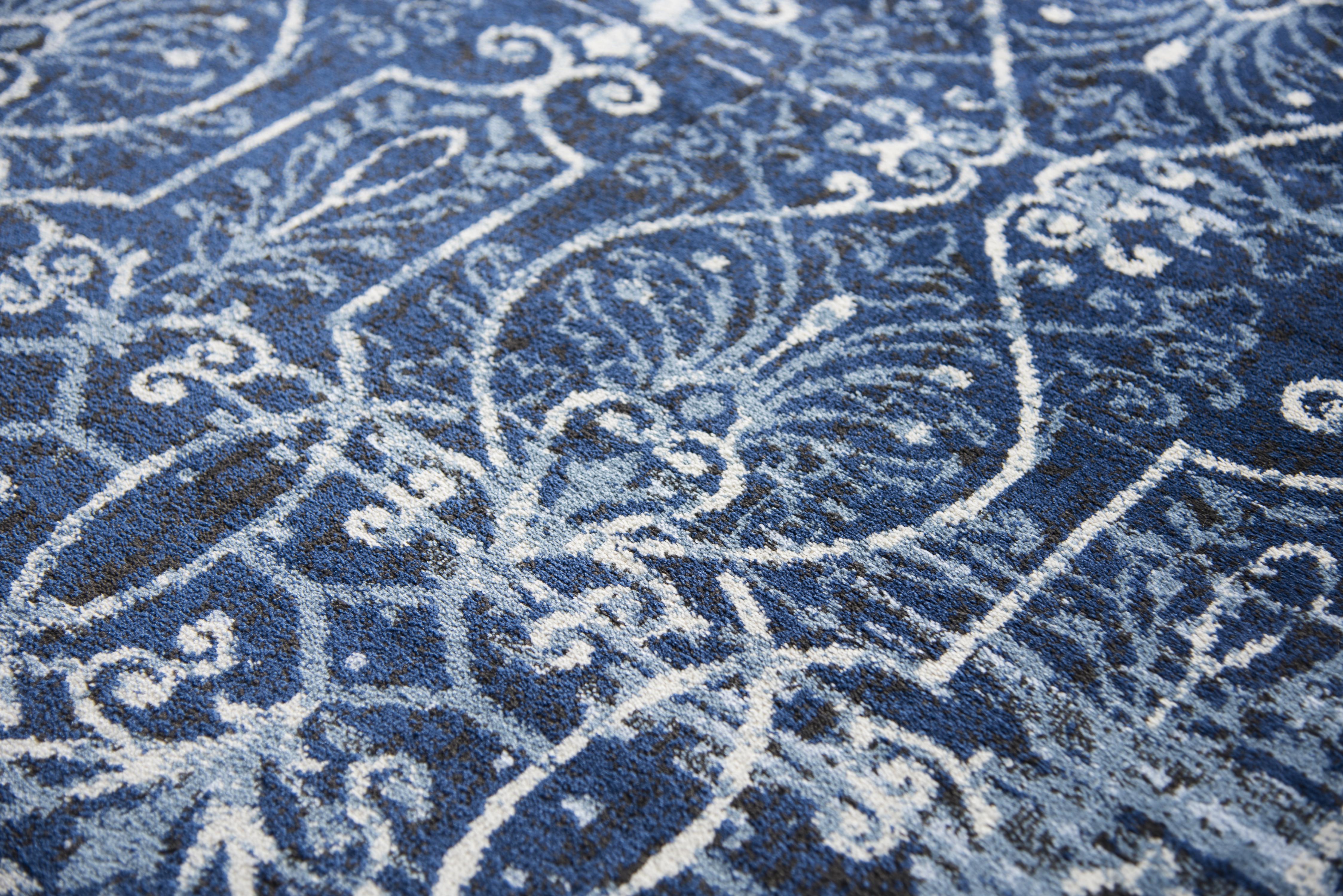 Denim Scrollwork Power Loomed Area Rug