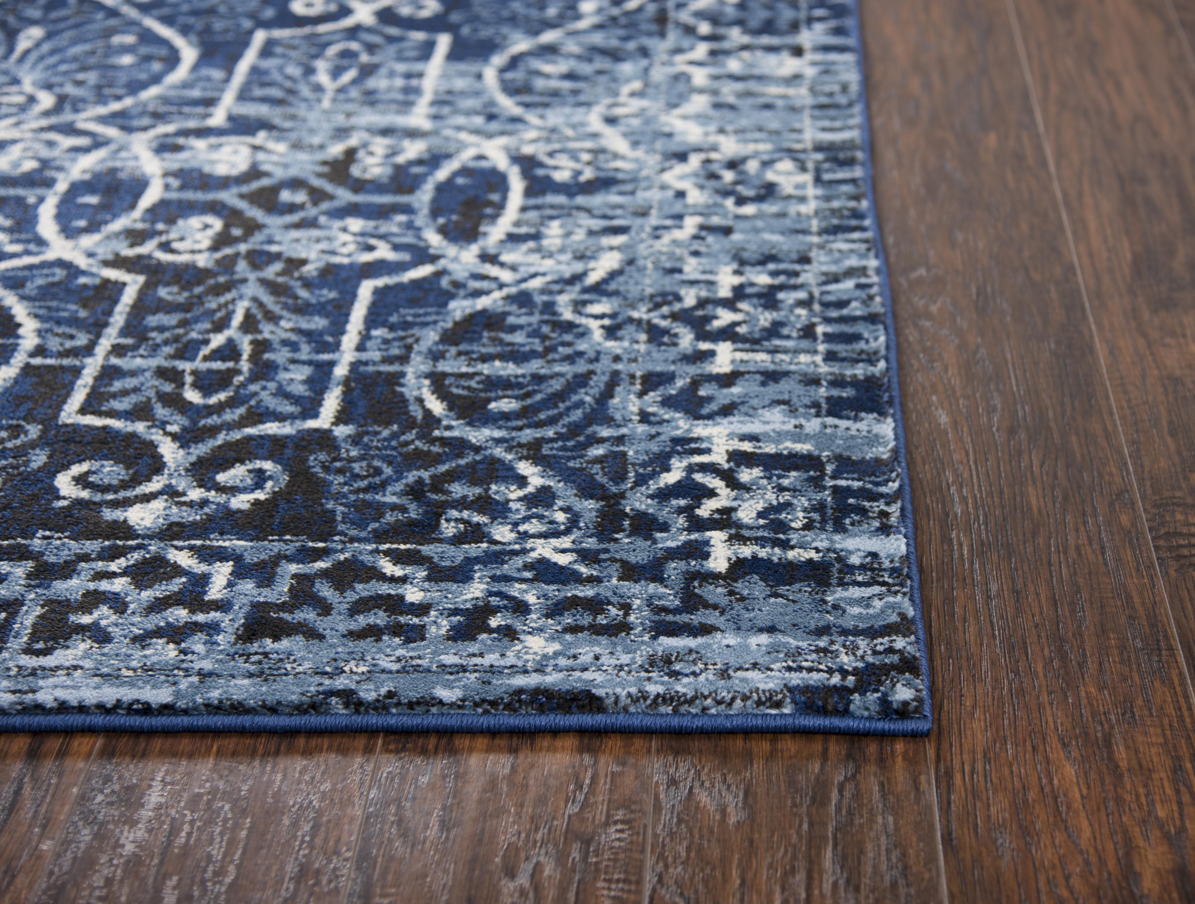 Denim Scrollwork Power Loomed Area Rug