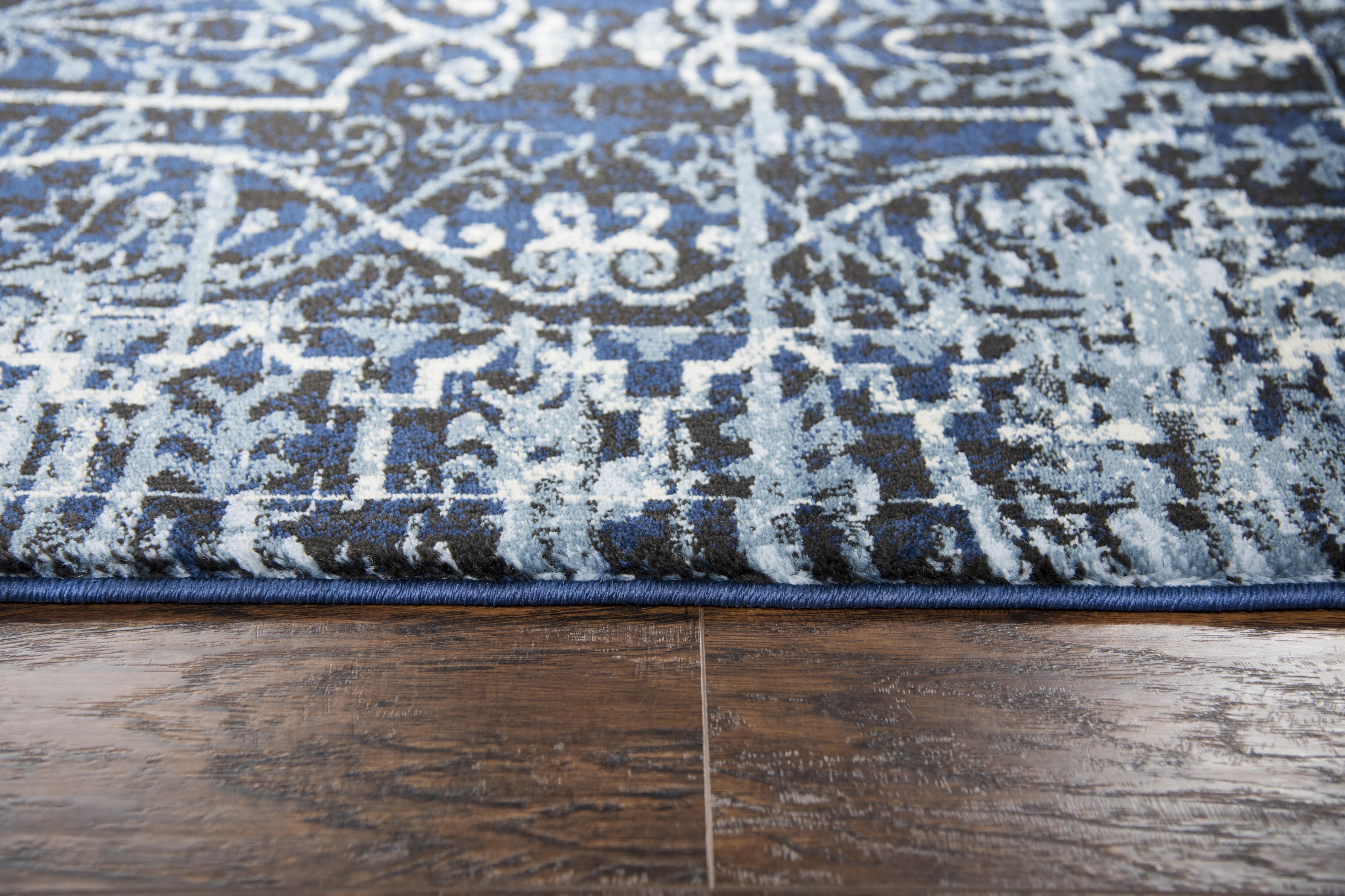 Denim Scrollwork Power Loomed Area Rug