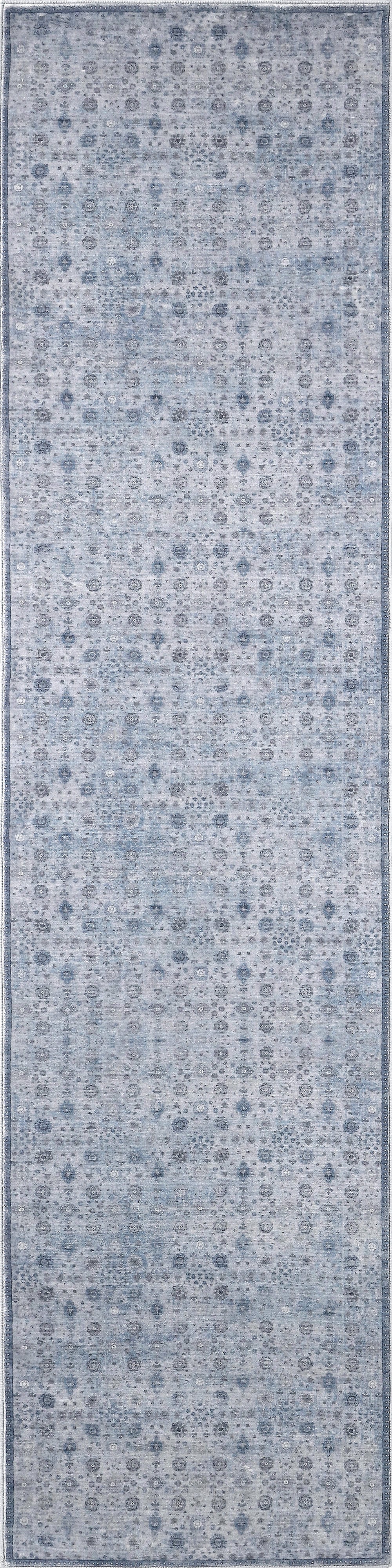 Petunia Distressed All-Over Floral Border Non-Slip Machine-Washable Rug