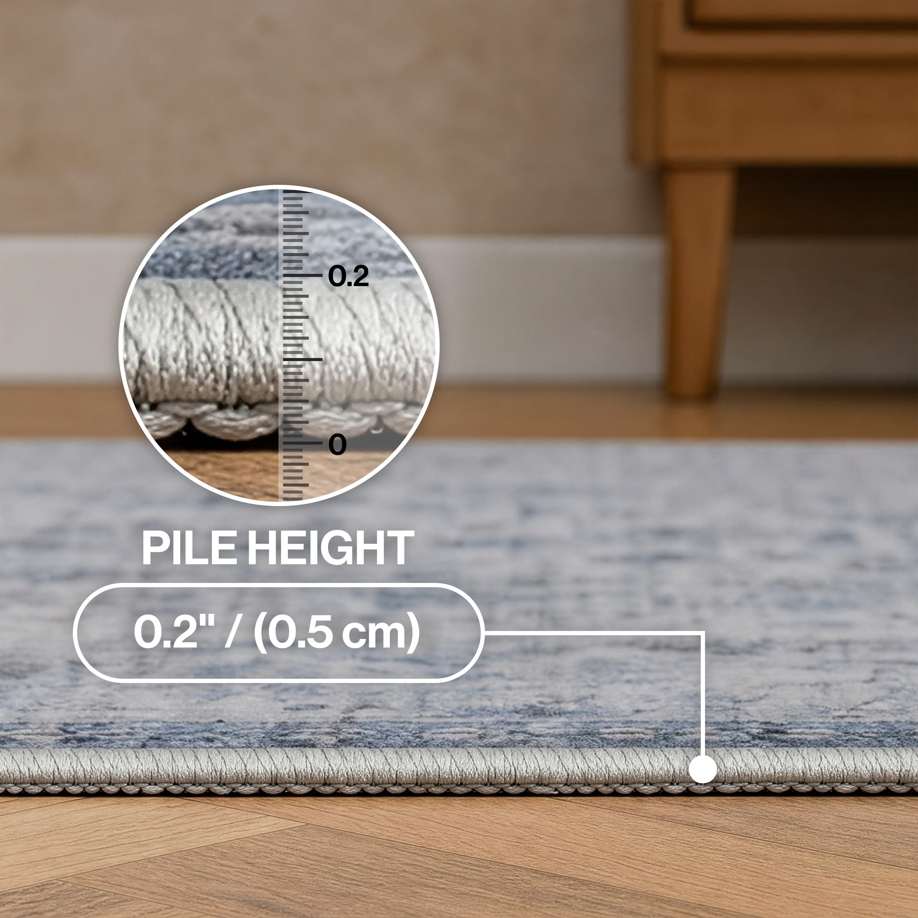 Petunia Distressed All-Over Floral Border Non-Slip Machine-Washable Rug