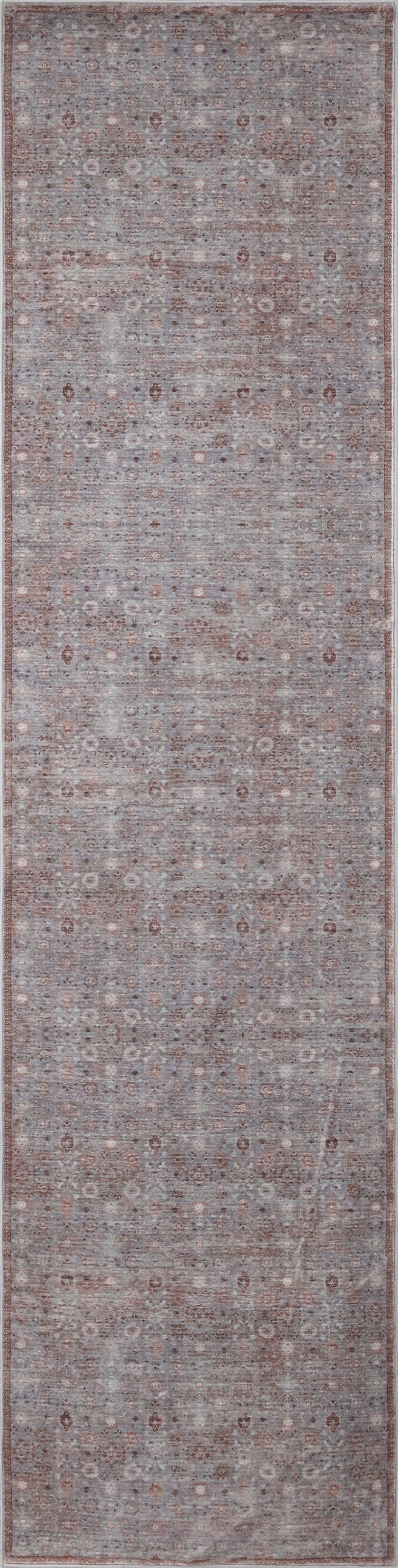 Petunia Distressed All-Over Floral Border Non-Slip Machine-Washable Rug