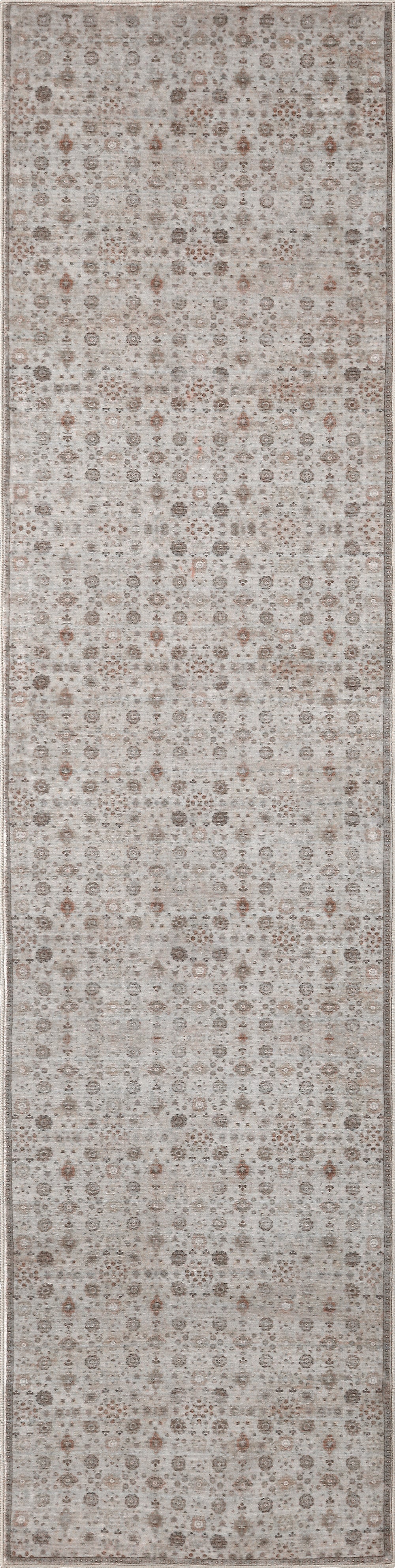 Petunia Distressed All-Over Floral Border Non-Slip Machine-Washable Rug