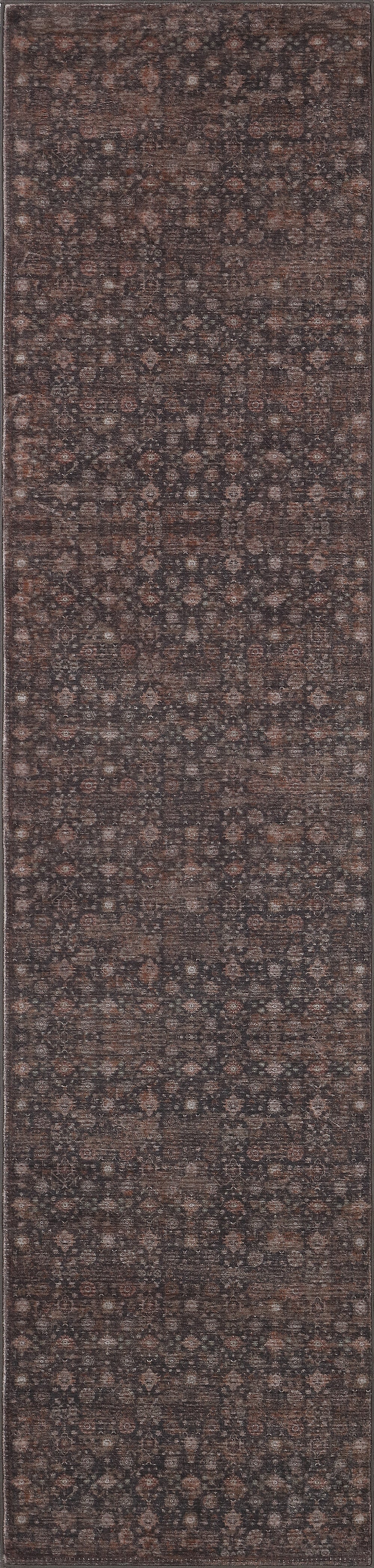 Petunia Distressed All-Over Floral Border Non-Slip Machine-Washable Rug