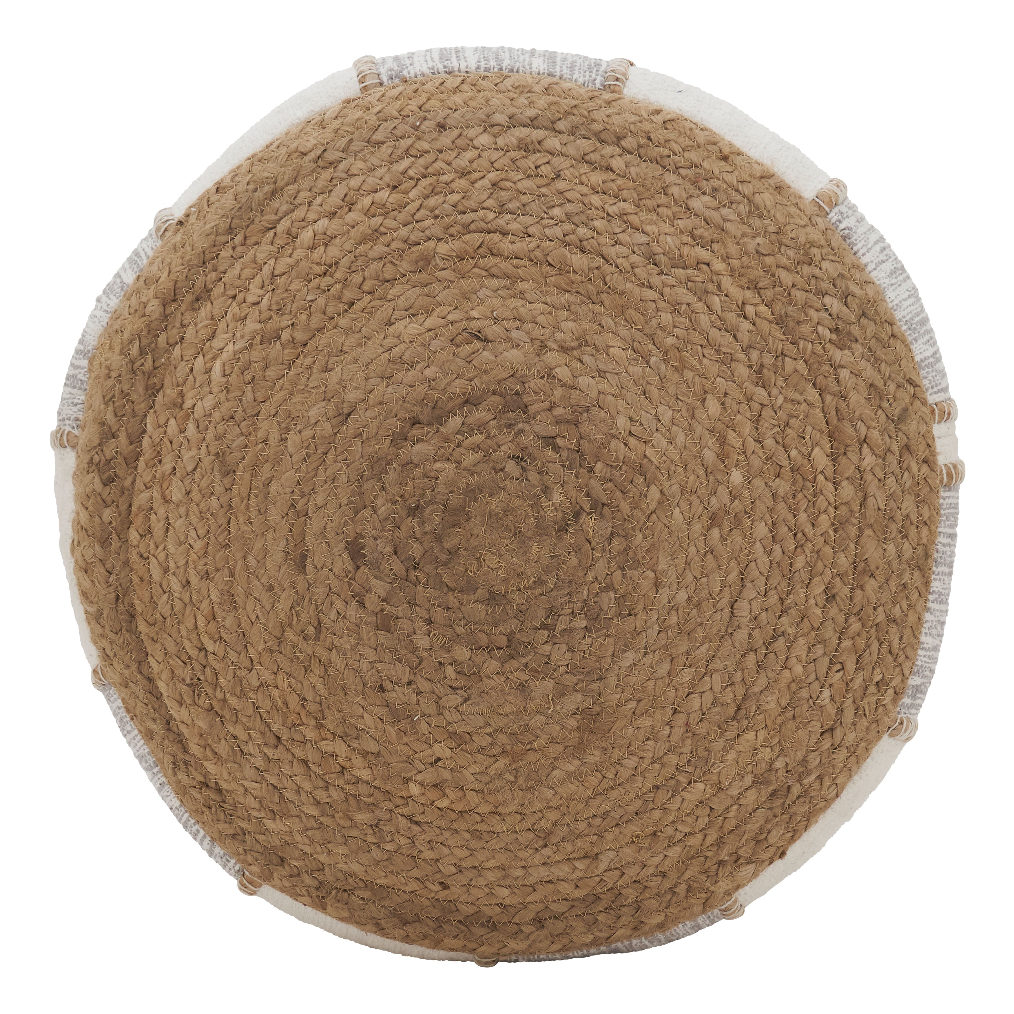 Woven Jute and Cotton Pouf