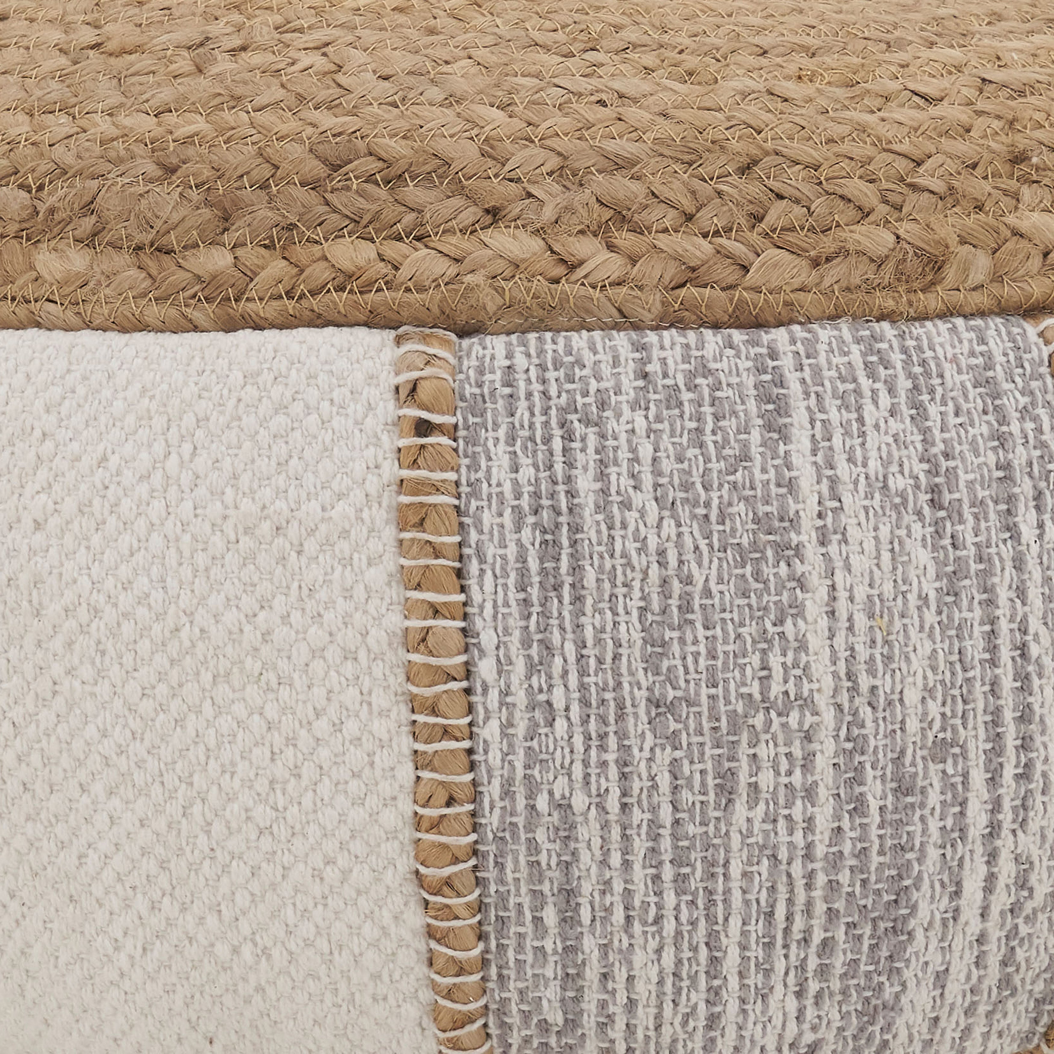 Woven Jute and Cotton Pouf