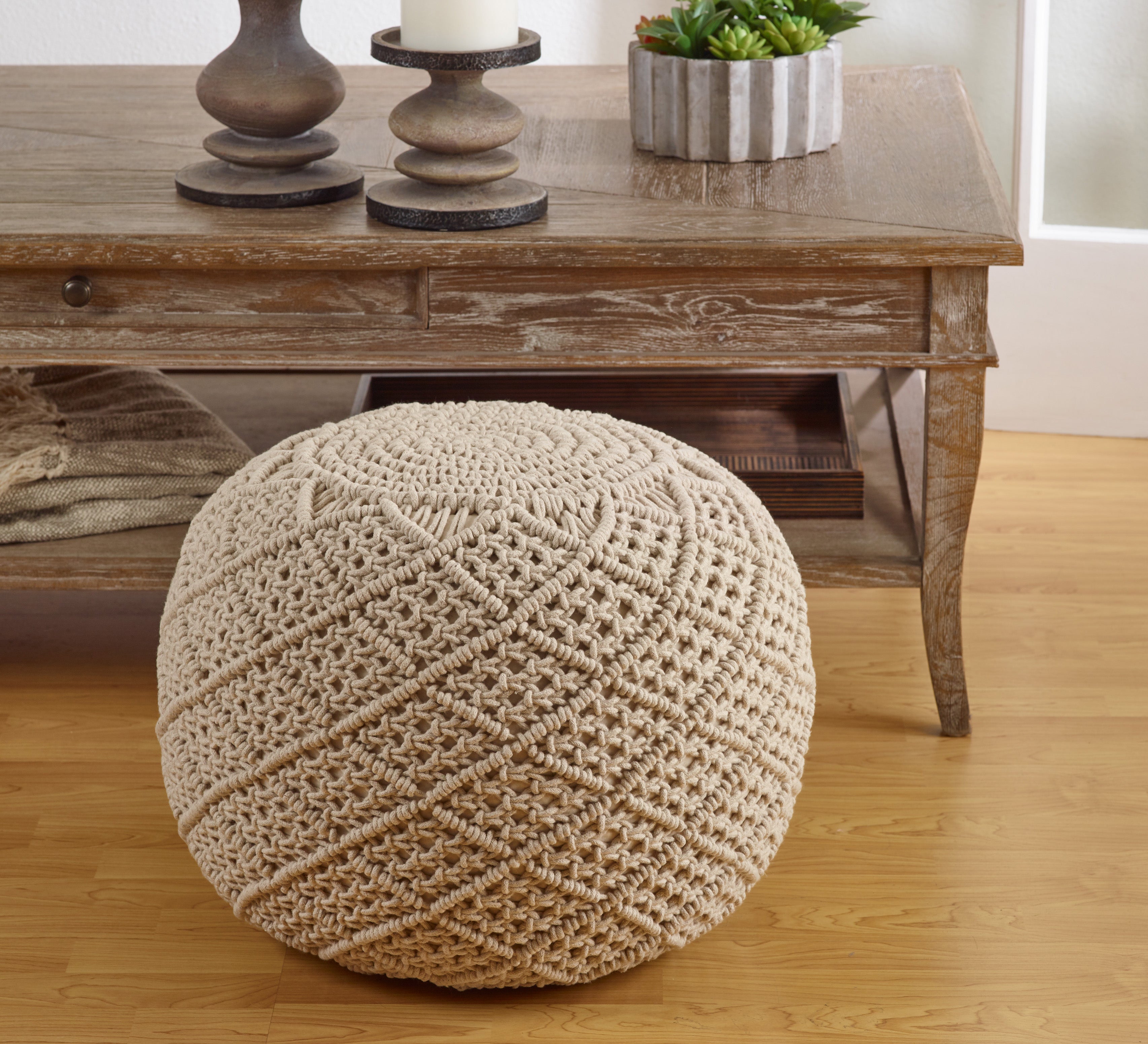 Cotton Macramé Pouf