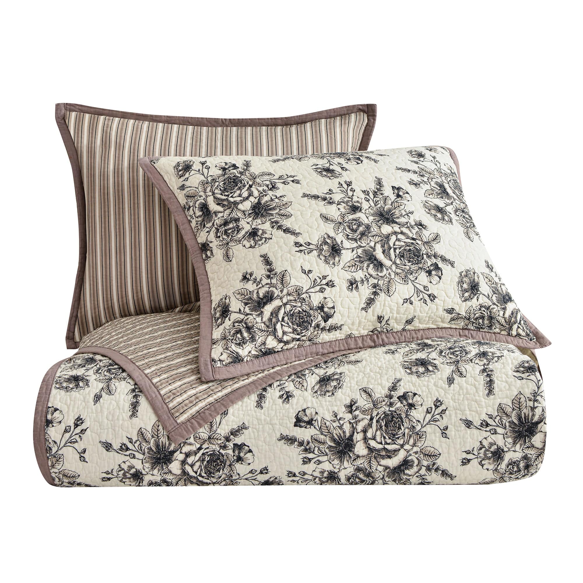 Lyla Reversible Floral Print Quilt Set