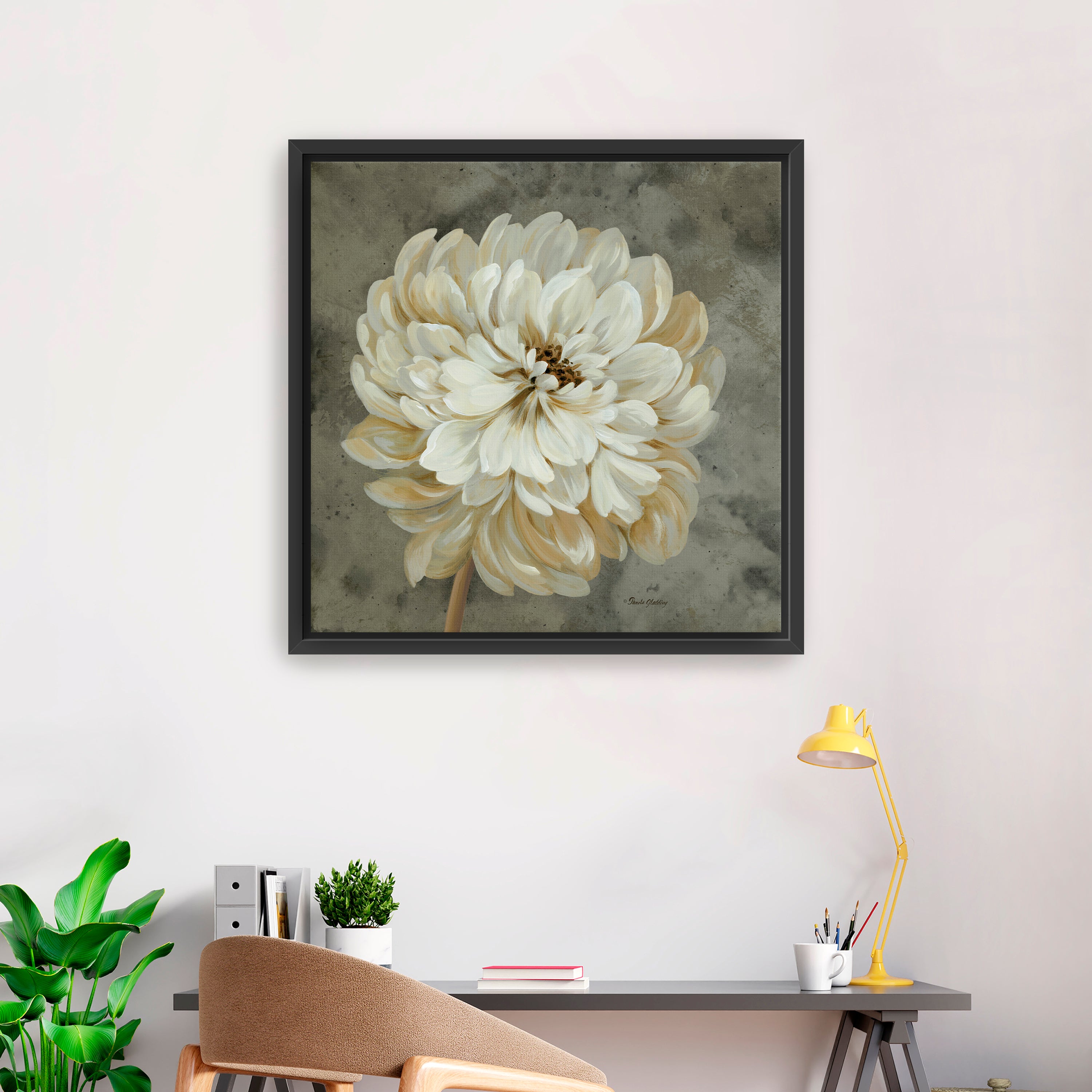 Pearl Grey Floral Study I Canvas Giclee