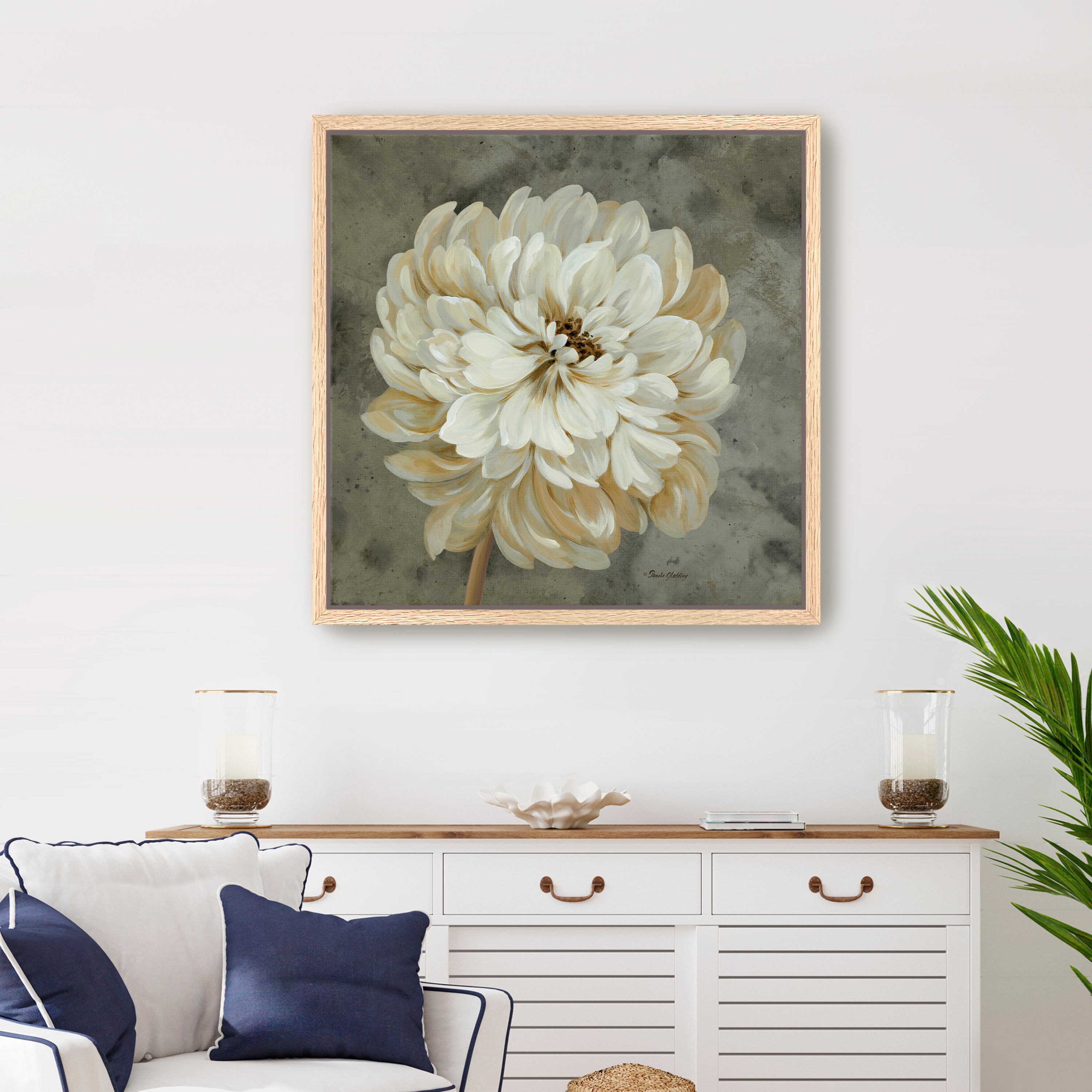 Pearl Grey Floral Study I Canvas Giclee
