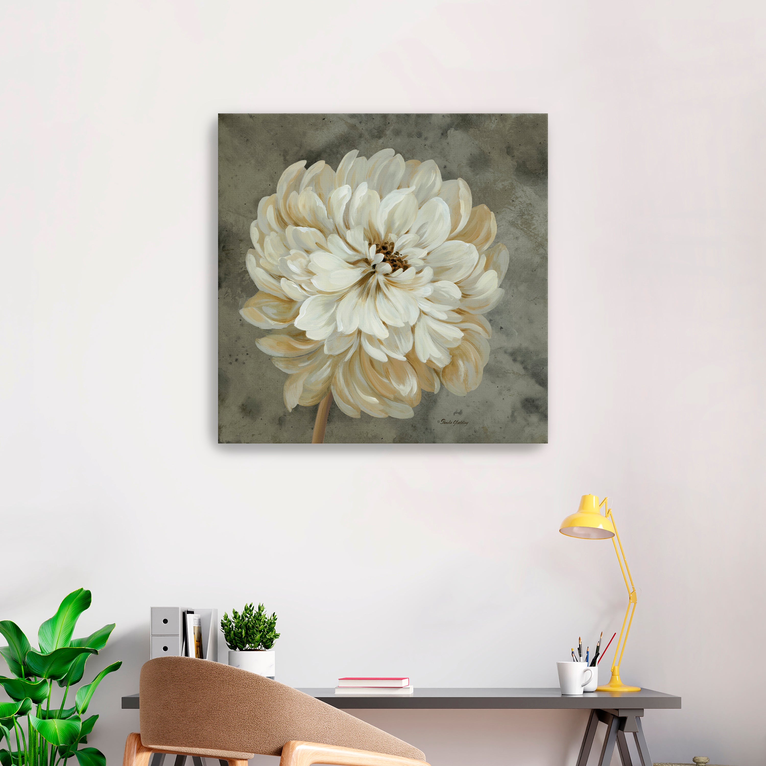 Pearl Grey Floral Study I Canvas Giclee