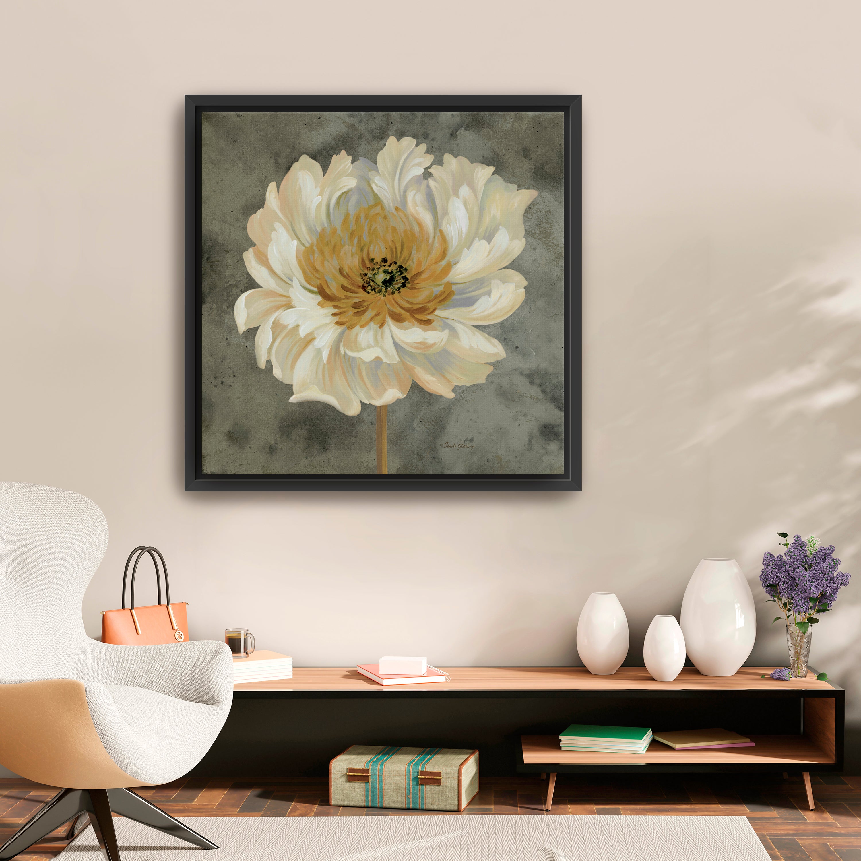Pearl Grey Floral Study II Canvas Giclee