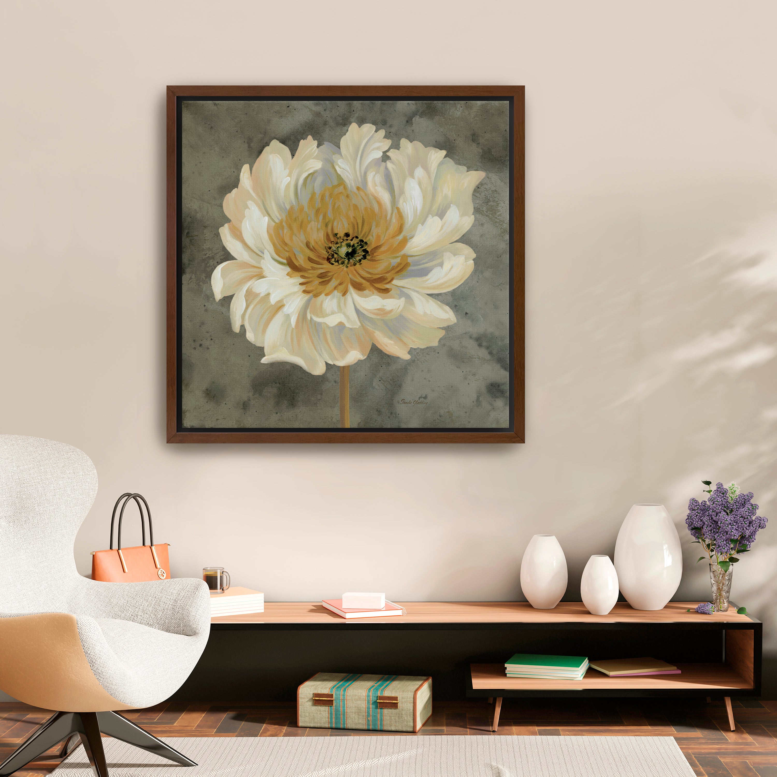 Pearl Grey Floral Study II Canvas Giclee