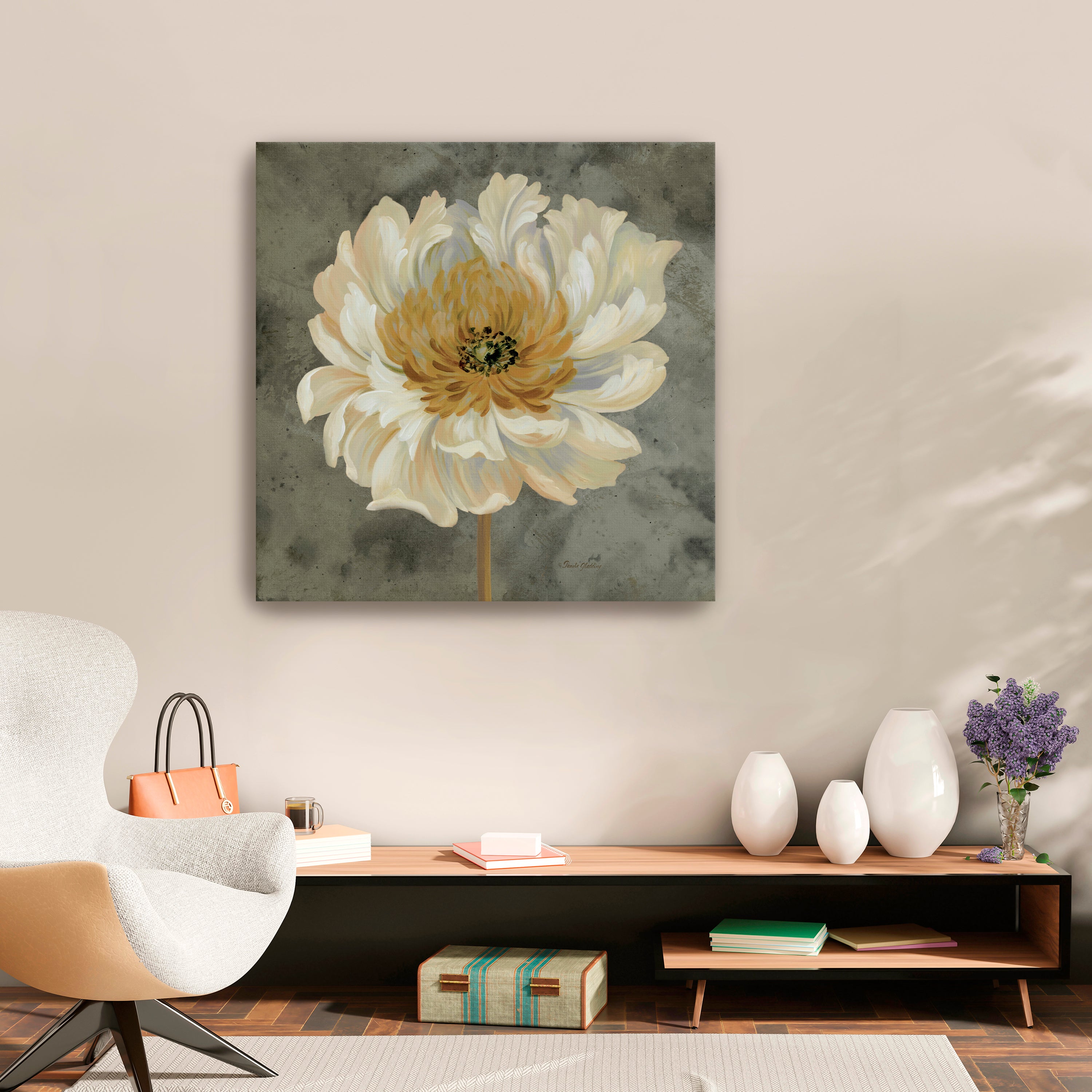 Pearl Grey Floral Study II Canvas Giclee