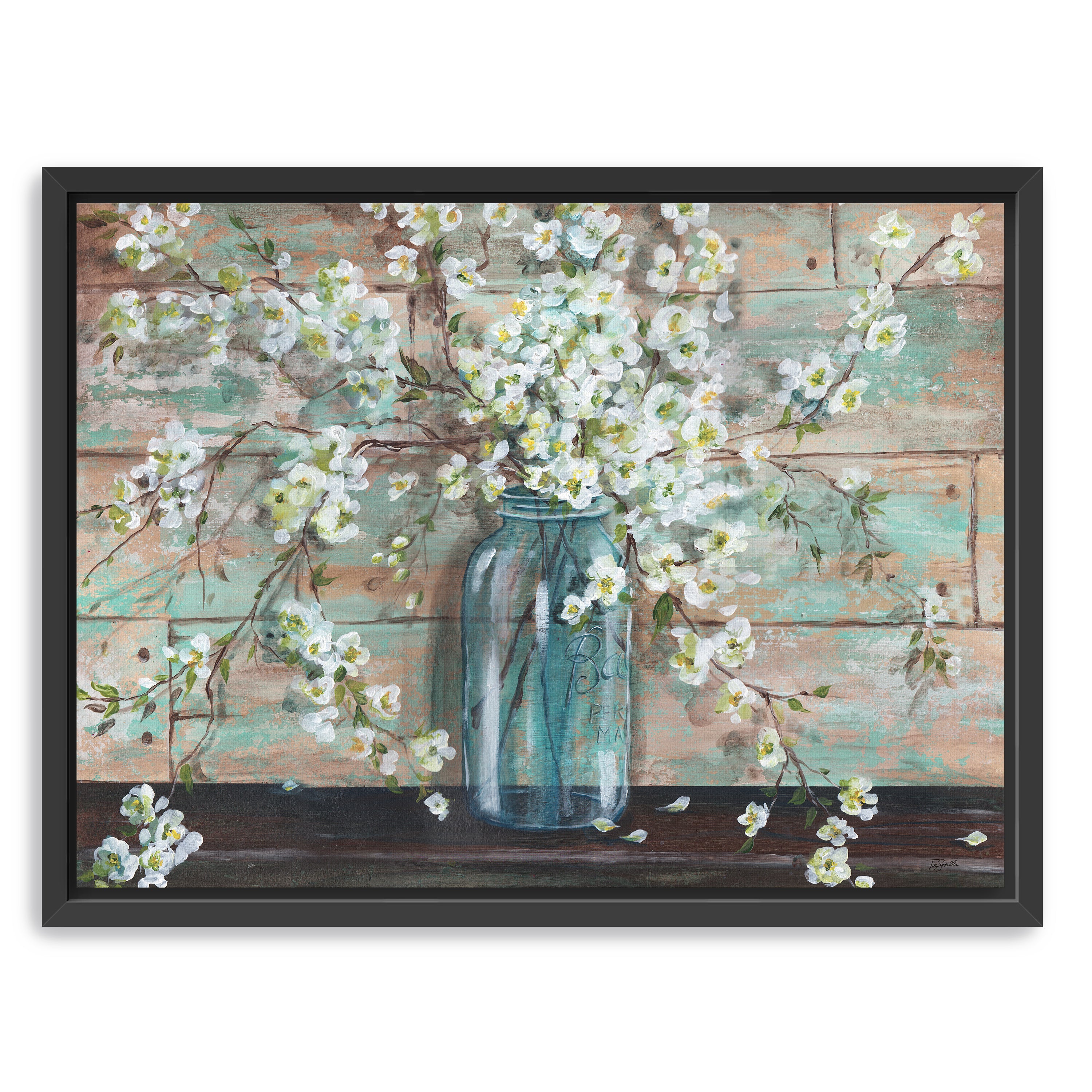 Blossoms in Mason Jar Canvas Giclee