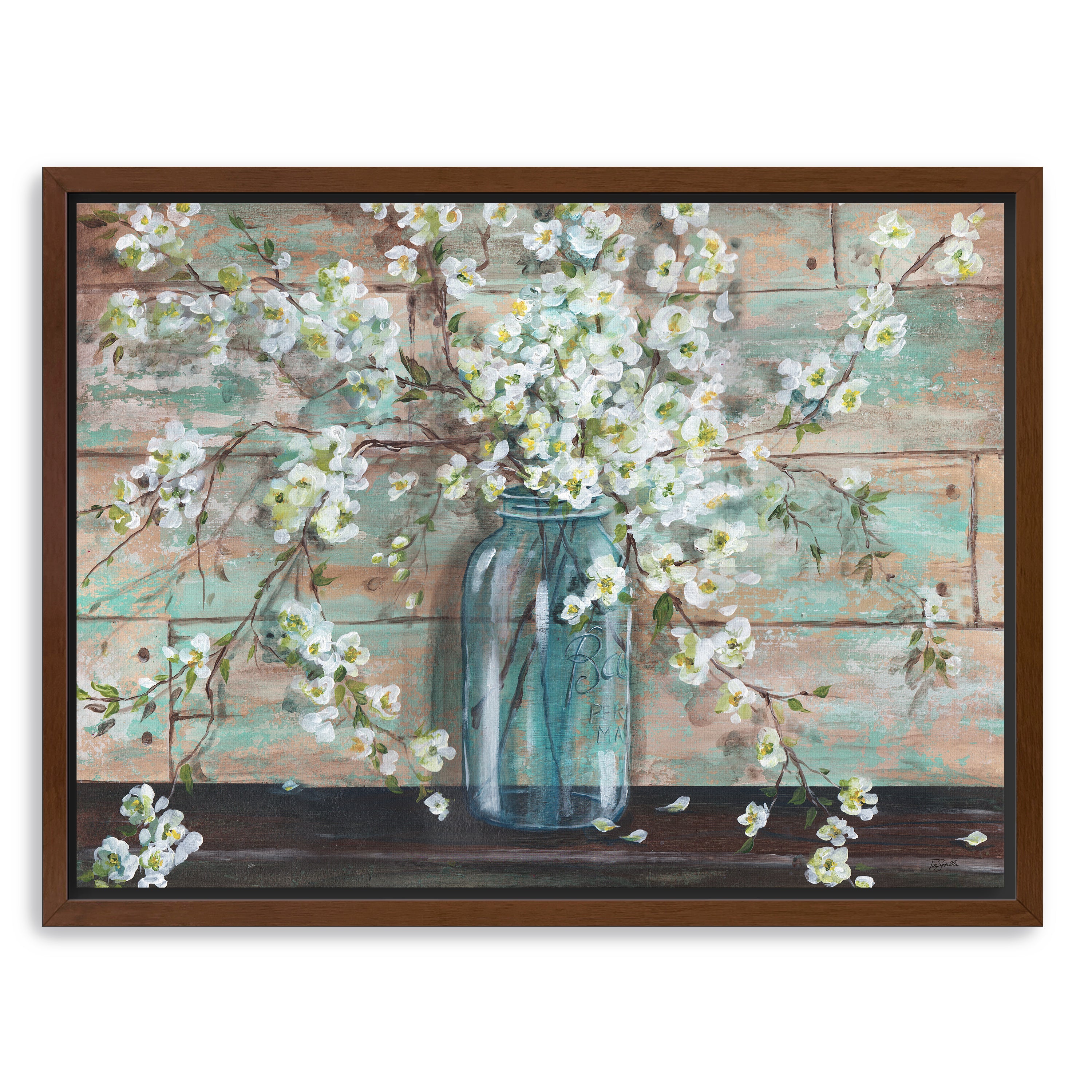 Blossoms in Mason Jar Canvas Giclee