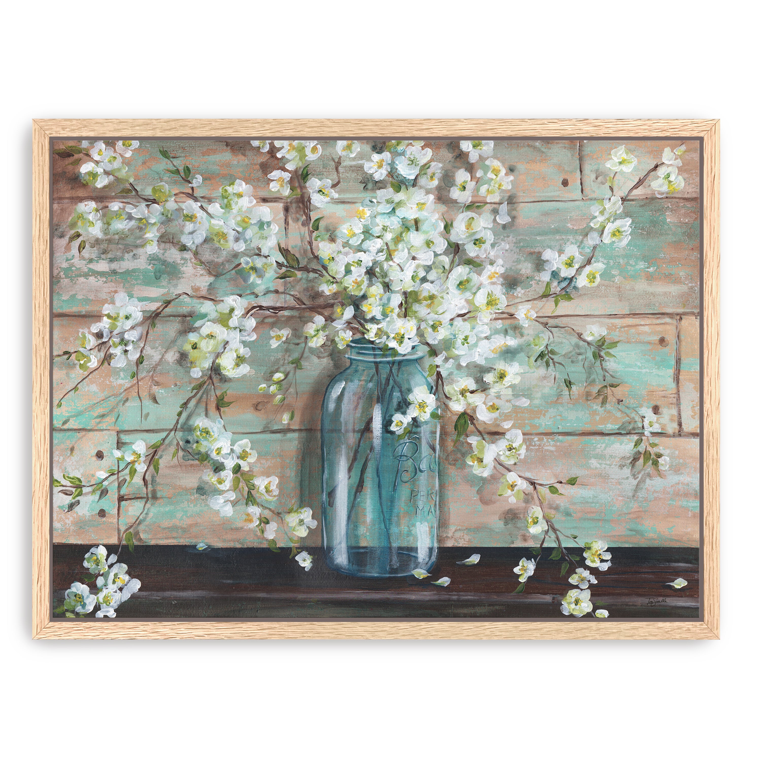 Blossoms in Mason Jar Canvas Giclee