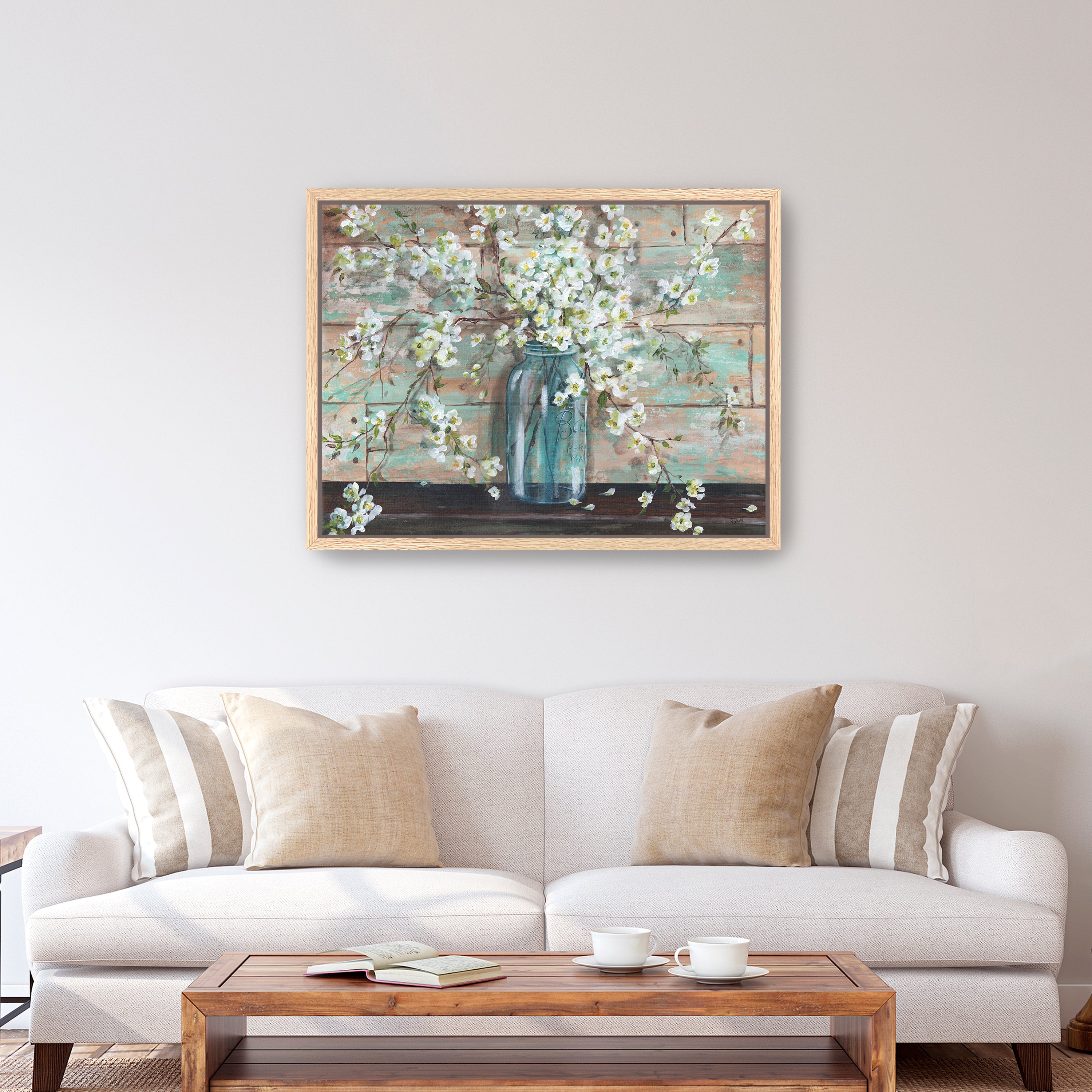 Blossoms in Mason Jar Canvas Giclee