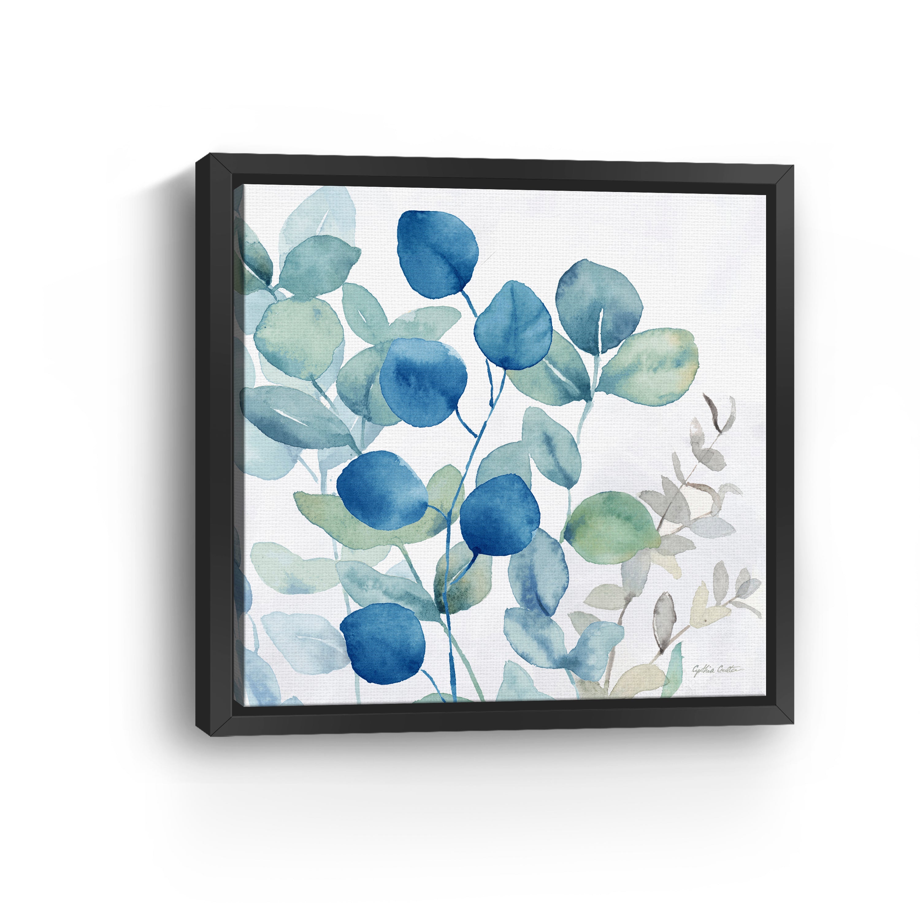 Eucalyptus Leaves Navy I Canvas Giclee