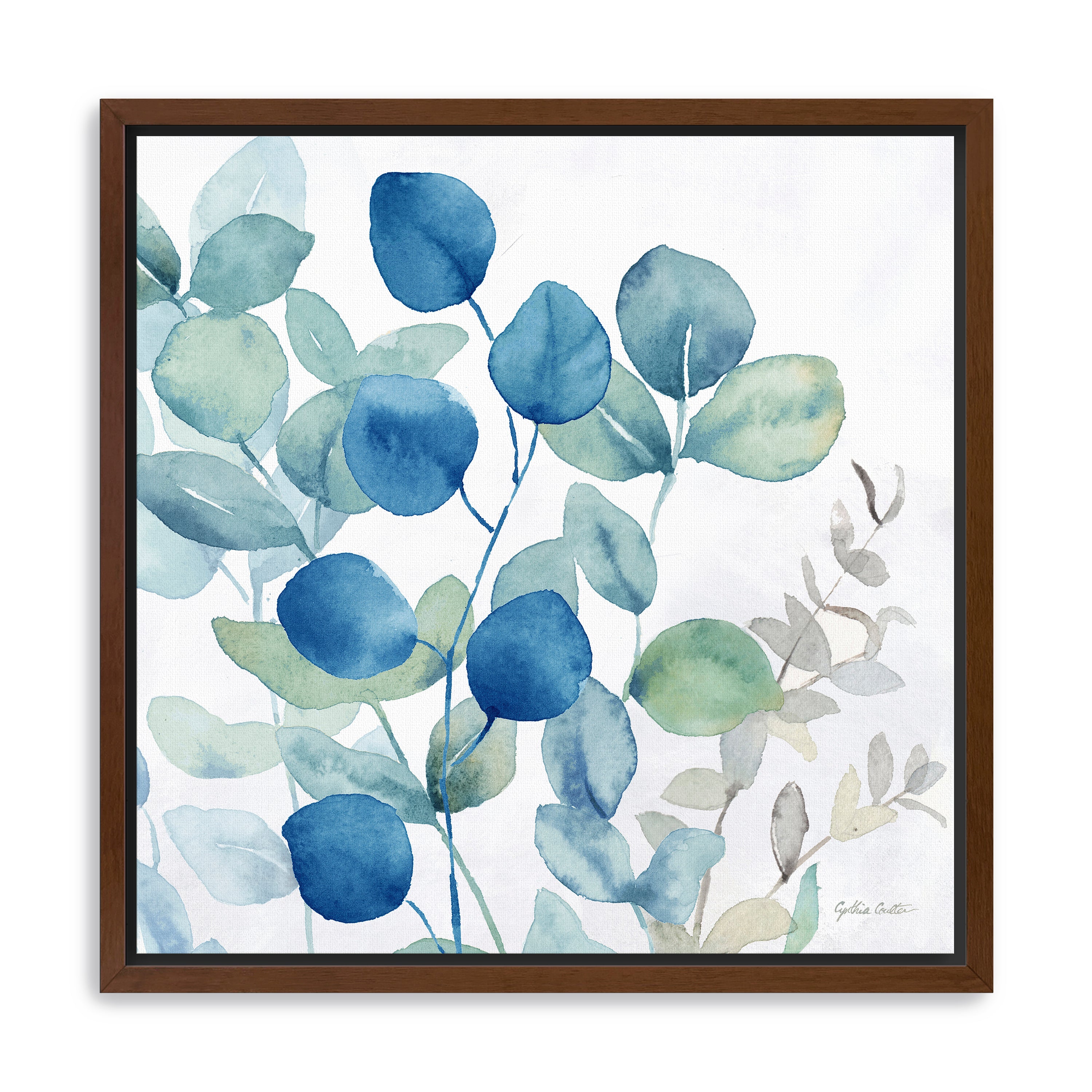 Eucalyptus Leaves Navy I Canvas Giclee
