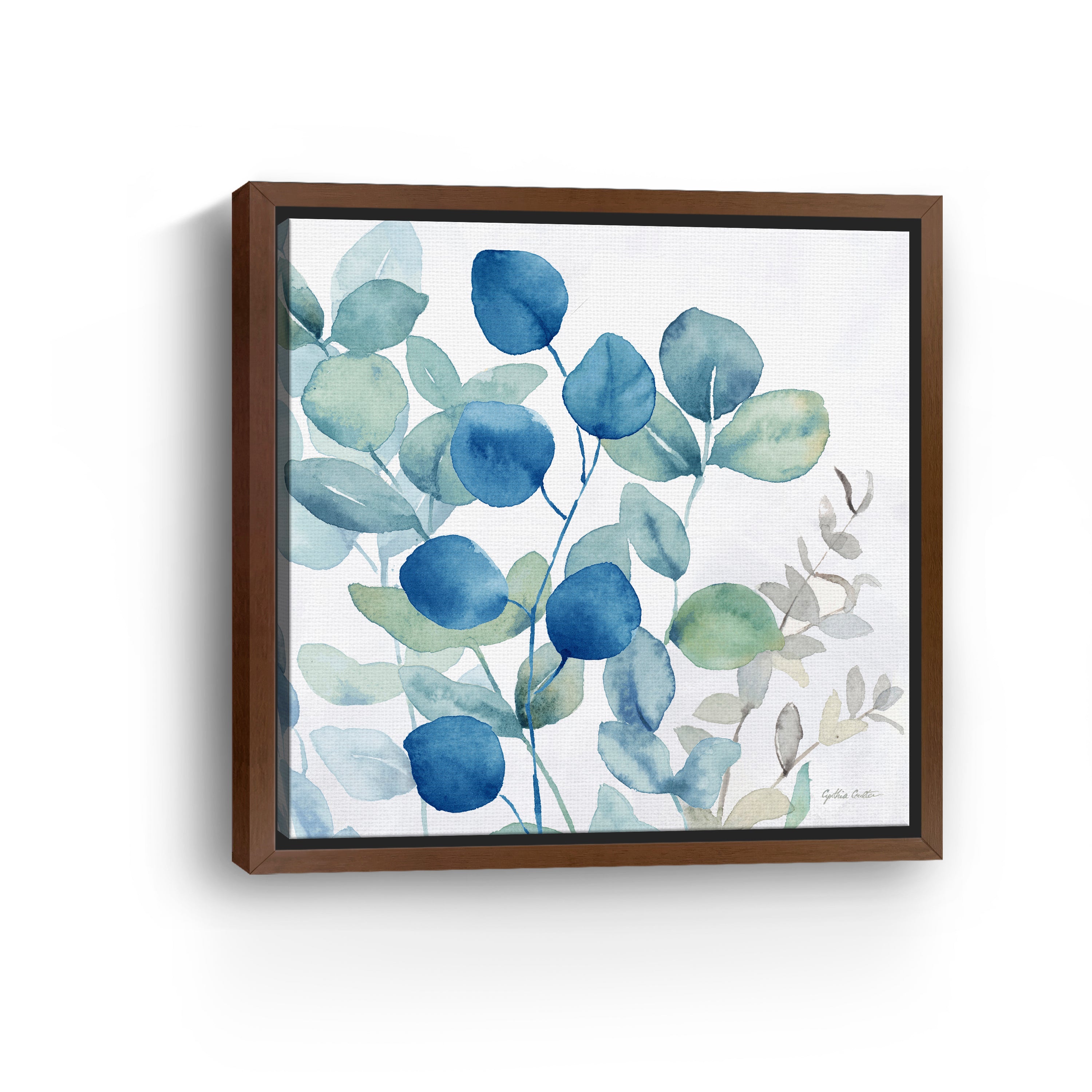Eucalyptus Leaves Navy I Canvas Giclee