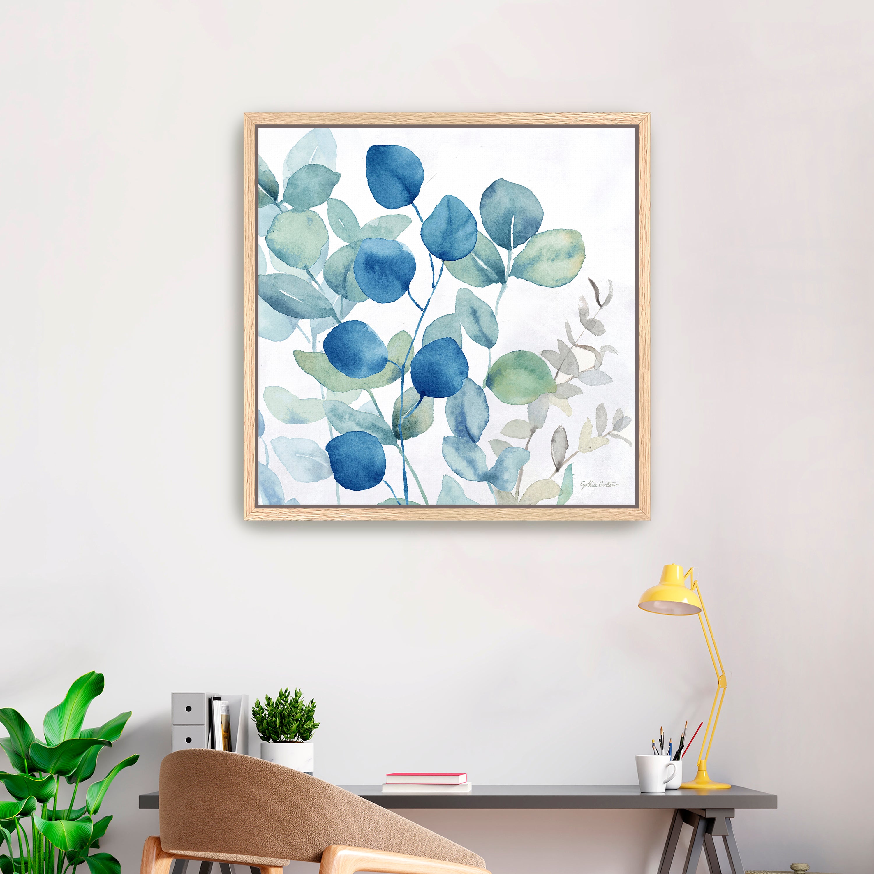 Eucalyptus Leaves Navy I Canvas Giclee