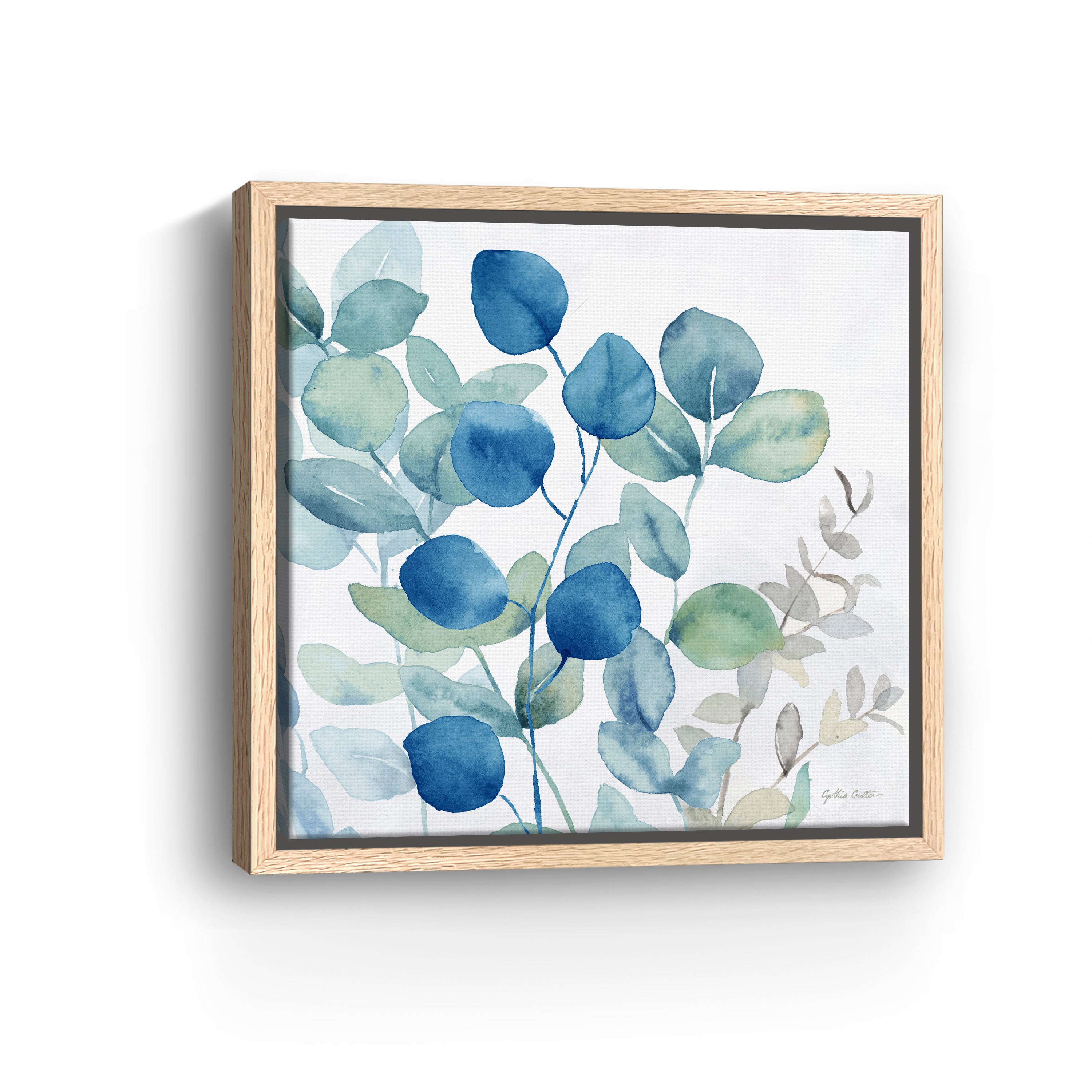 Eucalyptus Leaves Navy I Canvas Giclee