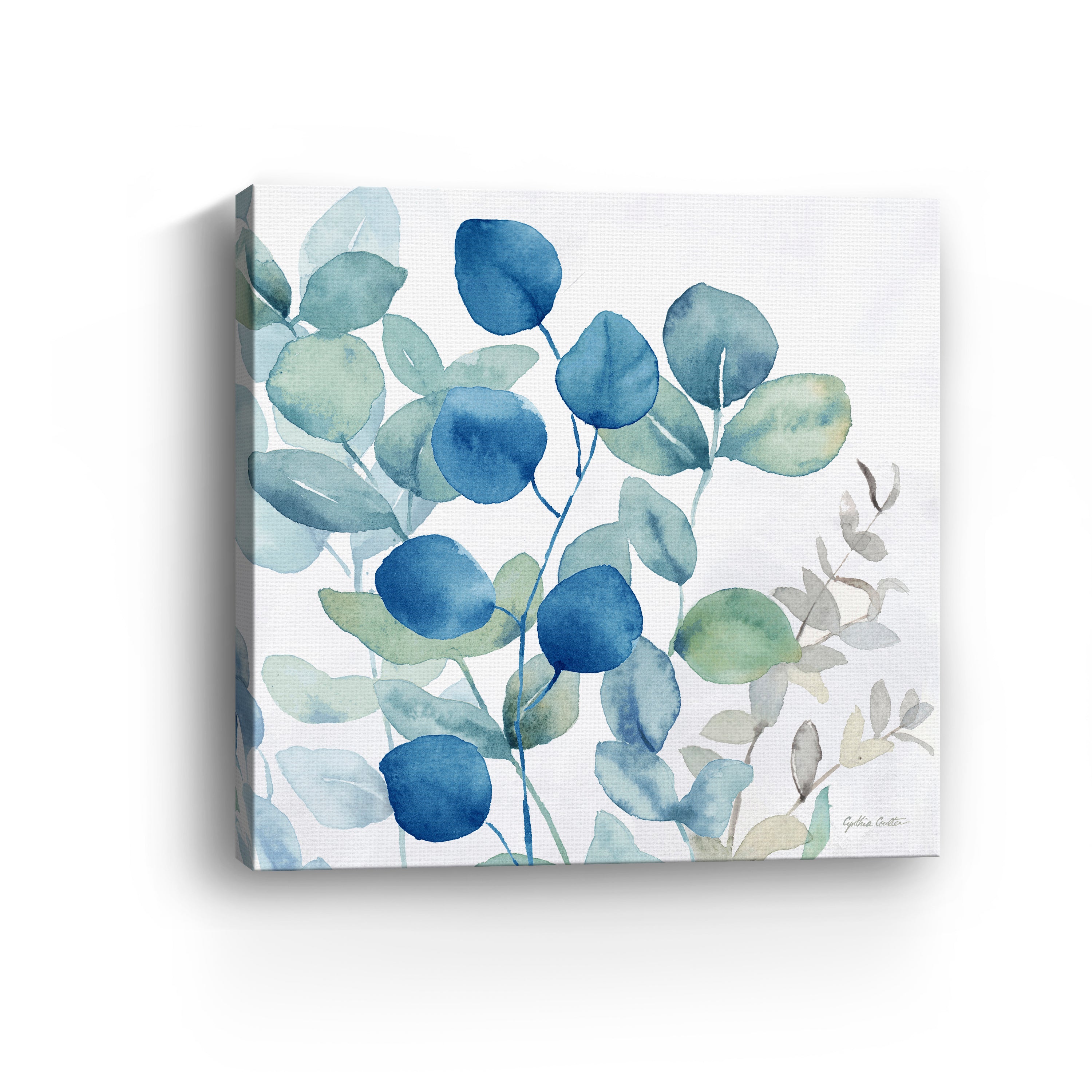 Eucalyptus Leaves Navy I Canvas Giclee