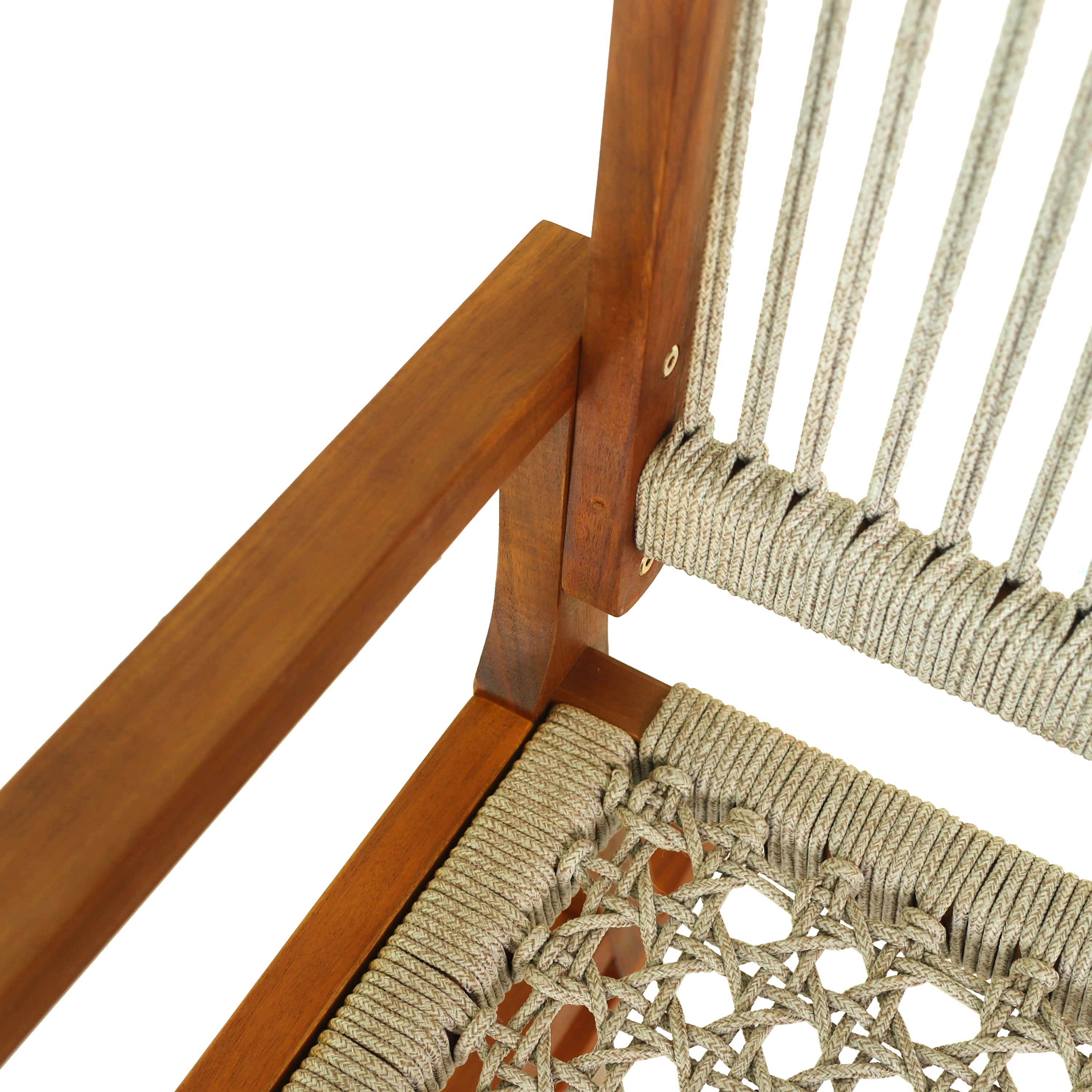 Laguna Coastal Casual Acacia Wood and Woven Rope Outdoor Rocking Chair